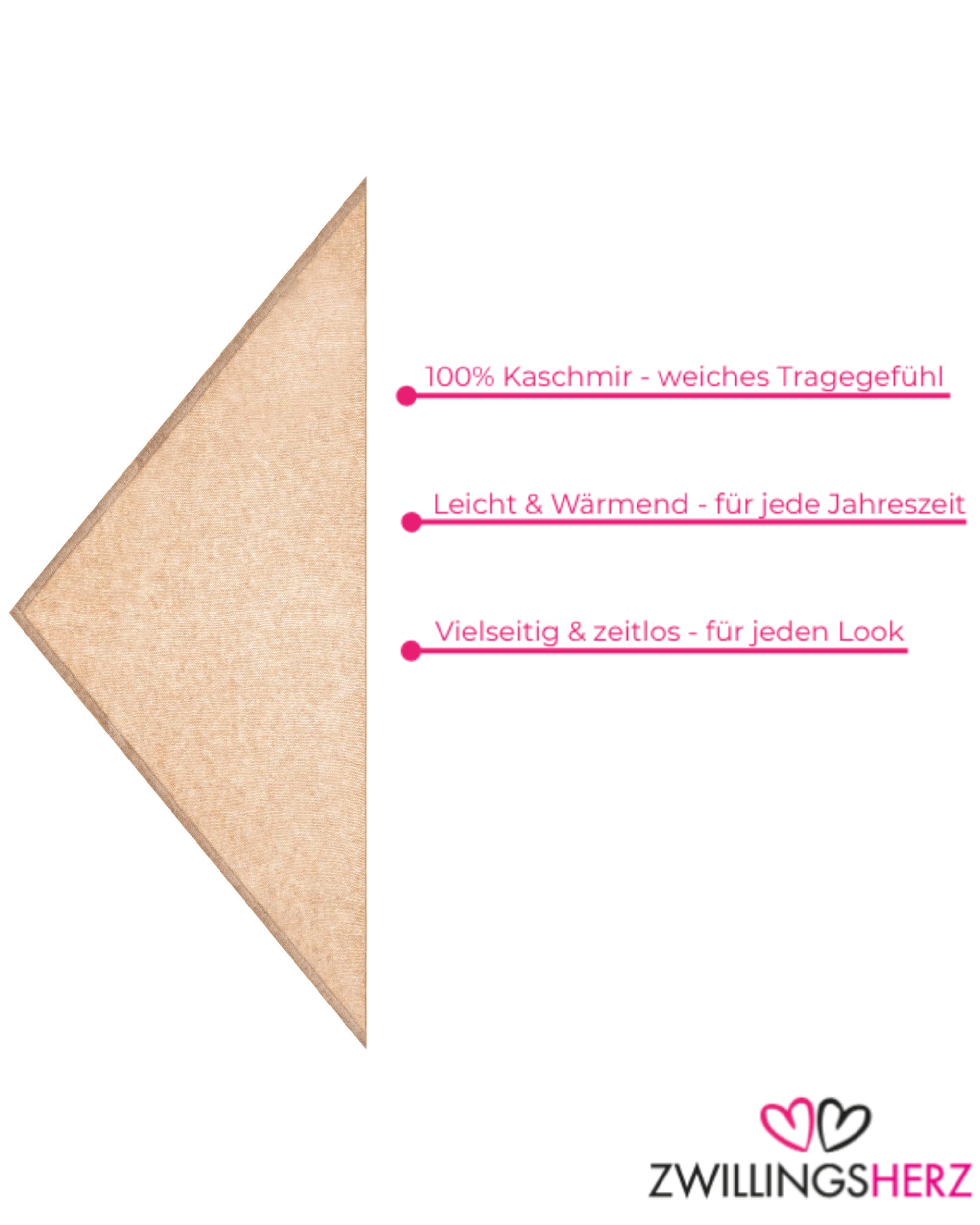 Zwillingsherz Damen Halstuch – 100% Kaschmir Schal – weiches Kaschmirtuch als Schultertuch & Umschlagtuch – edles leichtes Kaschmir Halstuch – Premium Damenschal für Alltag, Büro & Freizeit