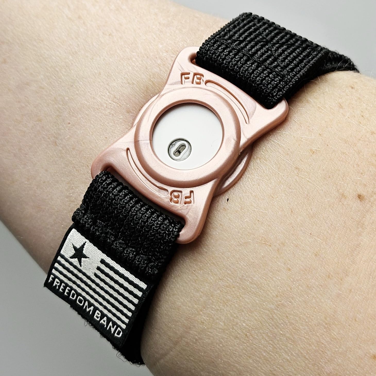 4-18" Inch Adjustable Freedom Band for Freestyle Libre 3 : Transmitter Protection Sensor Cover Arm & Leg Band -No More Adhesive Patches (4-18" Active Band, Black) (Rose Gold)