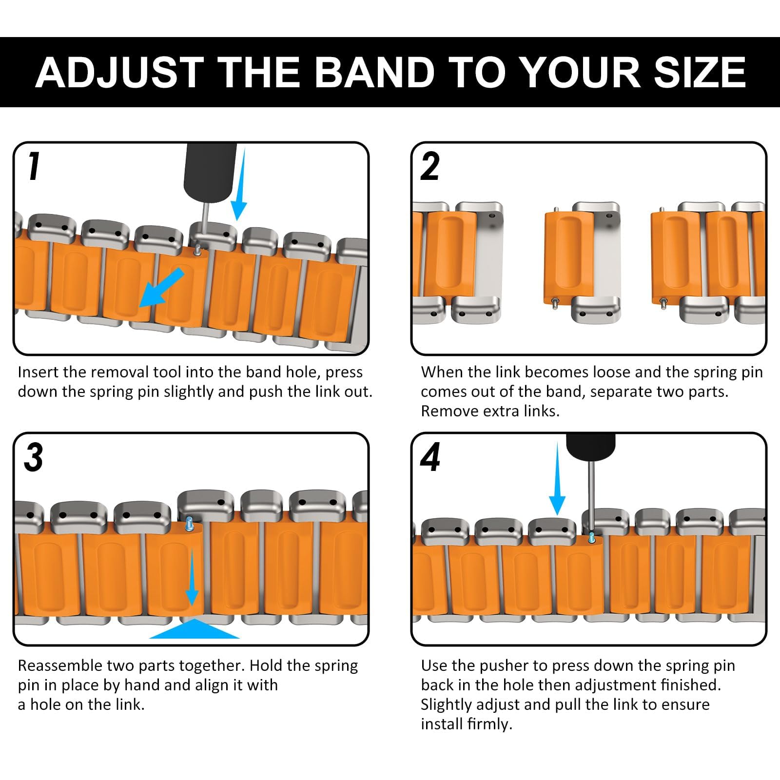 WINGLE Bracelets en acier inoxydable pour Galaxy Watch 9/8/8 Classic Band Samsung Galaxy Watch 9 bandes 44 mm 40 mm 46 mm pour homme bracelet de luxe en acier inoxydable silicone double couche