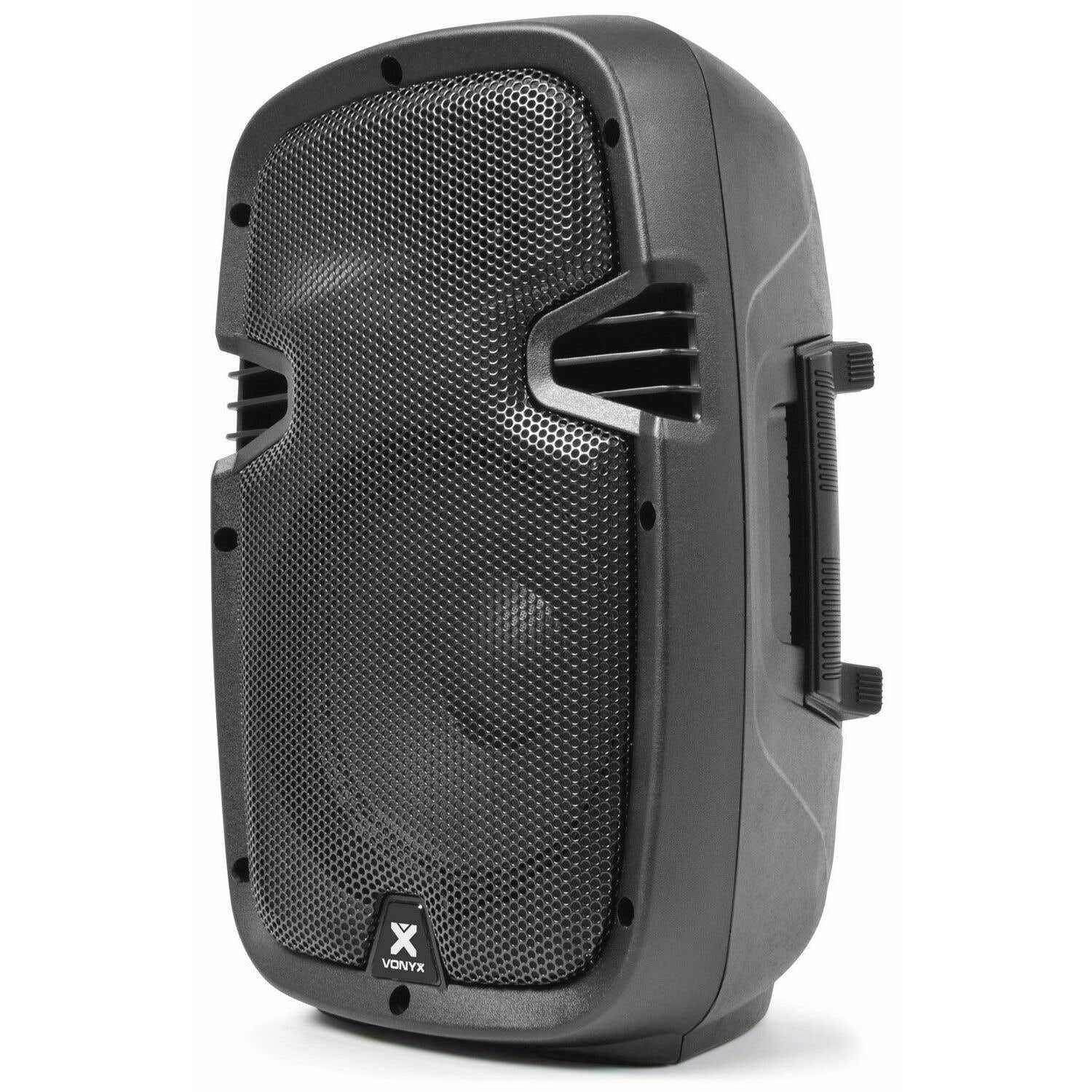 Vonyx SPJ-800A - PA Aktiv Lautsprecher, 200 Watt, 8 Zoll High End Aktiv Speaker, DMX, Cinch, mit Tophat & Transport-Rollen, Fernbedienung, Monitor Boxen, Karaoke - Schwarz