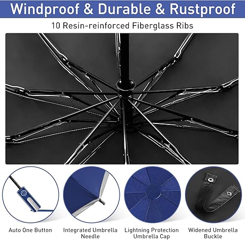 Miniatura 6 de Bodyguard Inverted Umbrella, Large Windproof Umbrellas for Rain & Sun, Compact Umbrella Reverse Umbrella with Reflective Stripe, Teflon Umbrella for