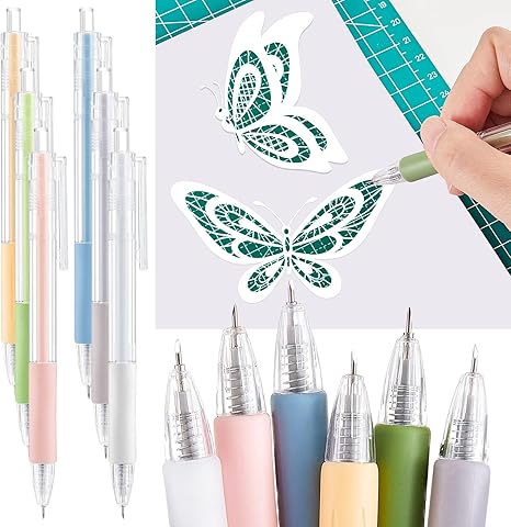 6 Pieces Art Cutting Tools Knife Pen Craft Paper Cutter Pen Carving Tools for DIY Kit Scrapbooking Drawing and Crafting Utility Precision Paper Cutting Tool