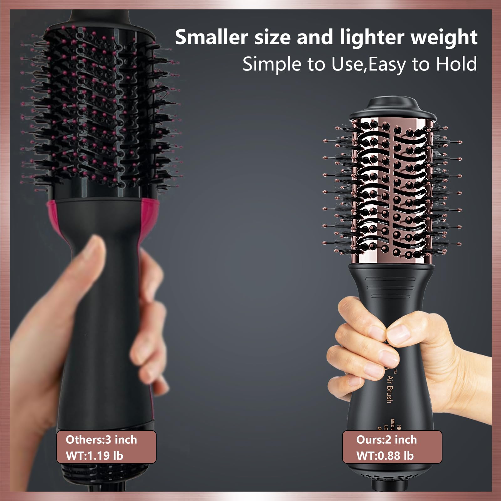 LURA Automatic Dual Voltage Hair Dryer Brush with Travel Bag