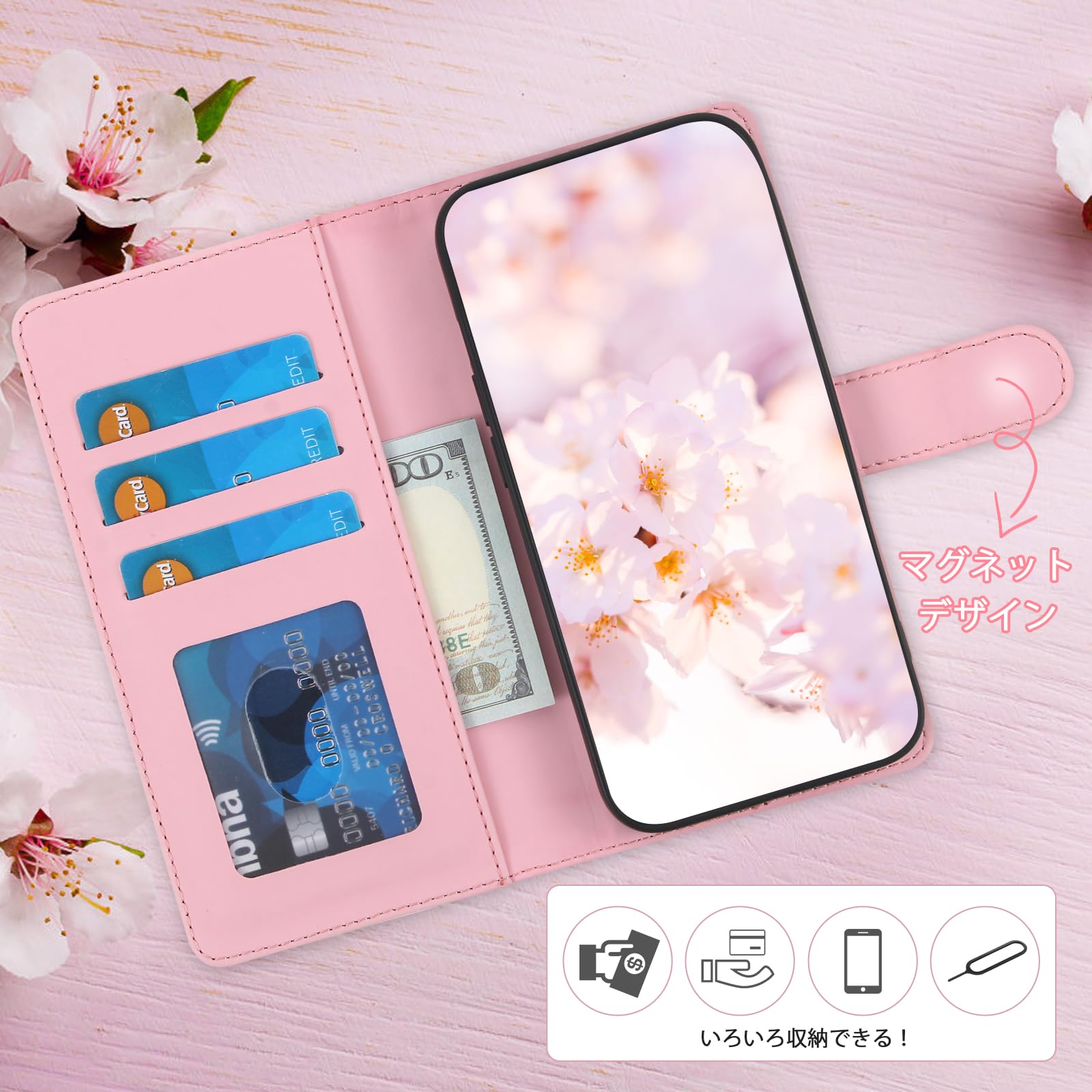 【色:レッド_サイズ:AQUOS Wish4】AQUOS wish4 ケース 手 AQUOS wish wish4 ケース 手帳型 携帯カバー 本革 カバー