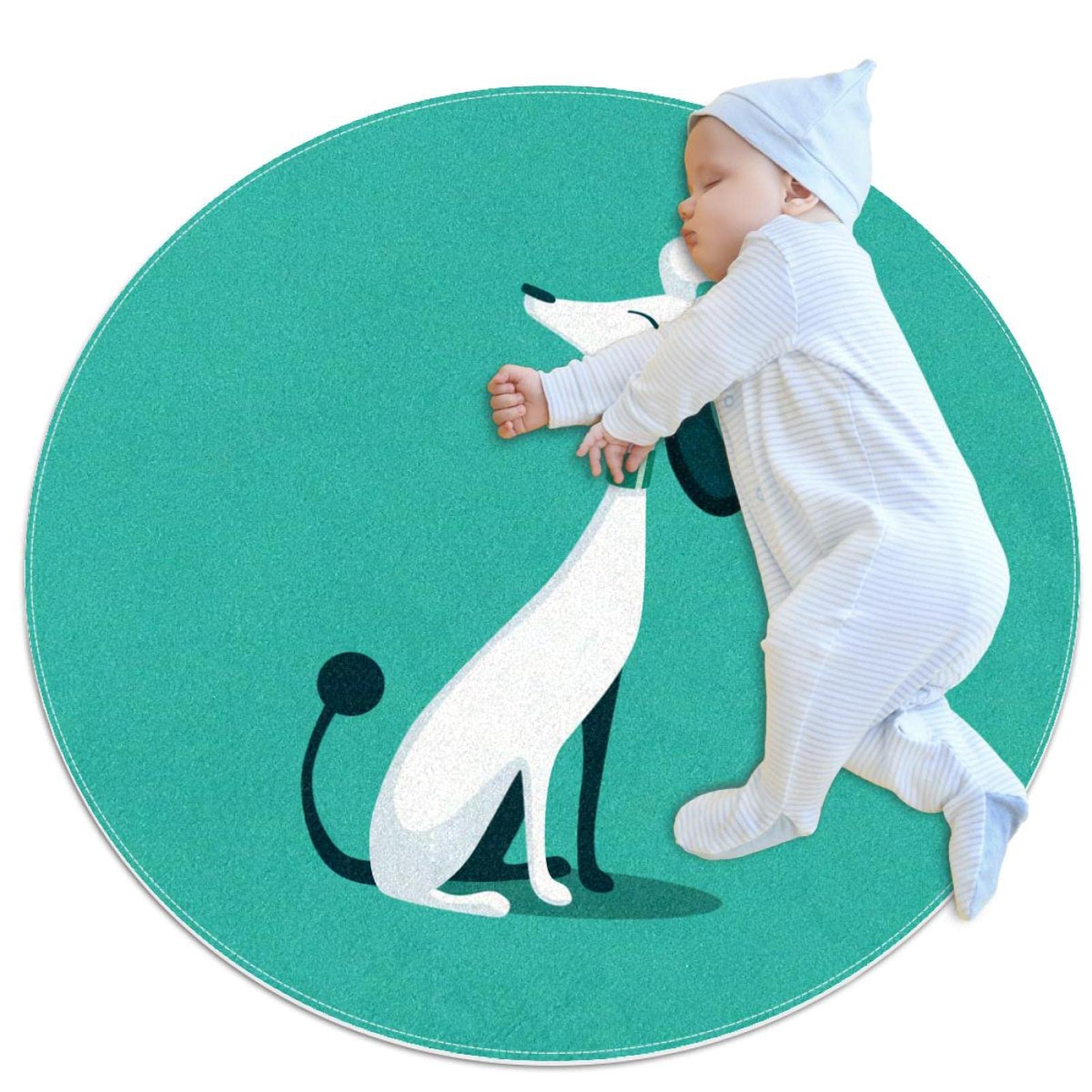Tapis de salle de bain antidérapant rond motif chien pour chambre