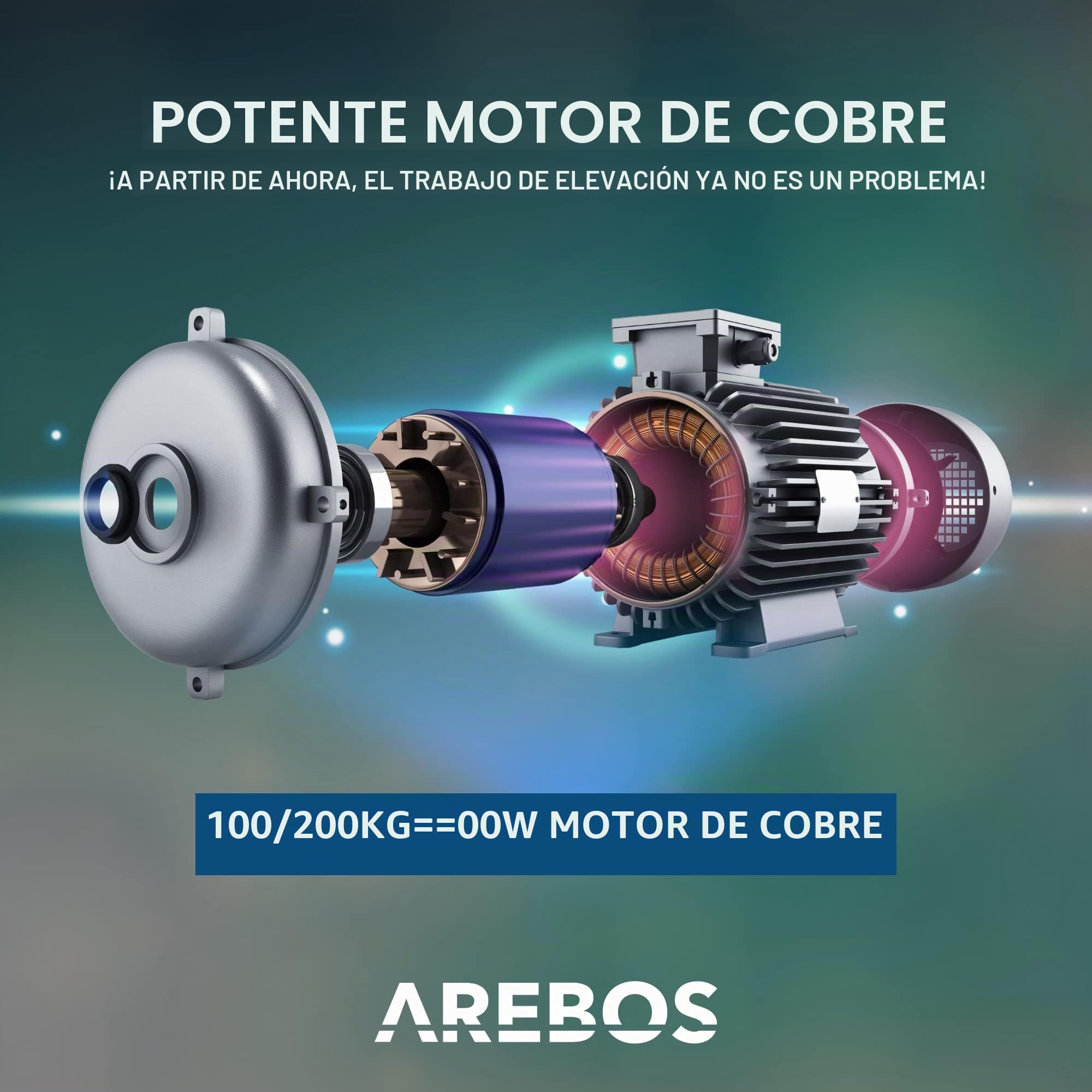 Arebos Polipasto eléctrico cuerda 500 W | Elevador de cuerda | Eléctrico cuerda Torno de motor – Cabrestante | Capacidad de carga 100-200 kg (KG) | Certificado GS