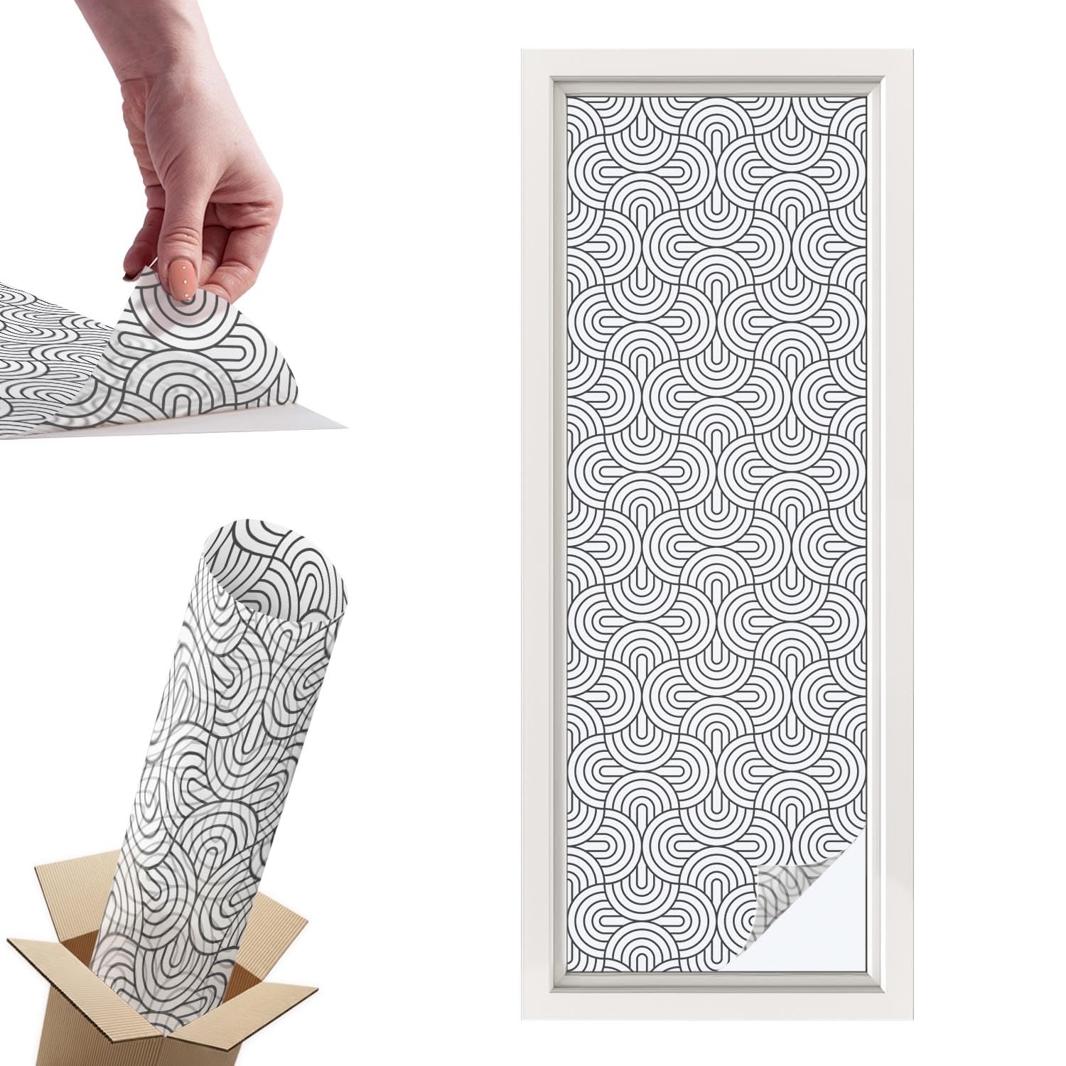 Film pour vitre intimité adhésif PVC vitrail géométrique 50x146 cm
