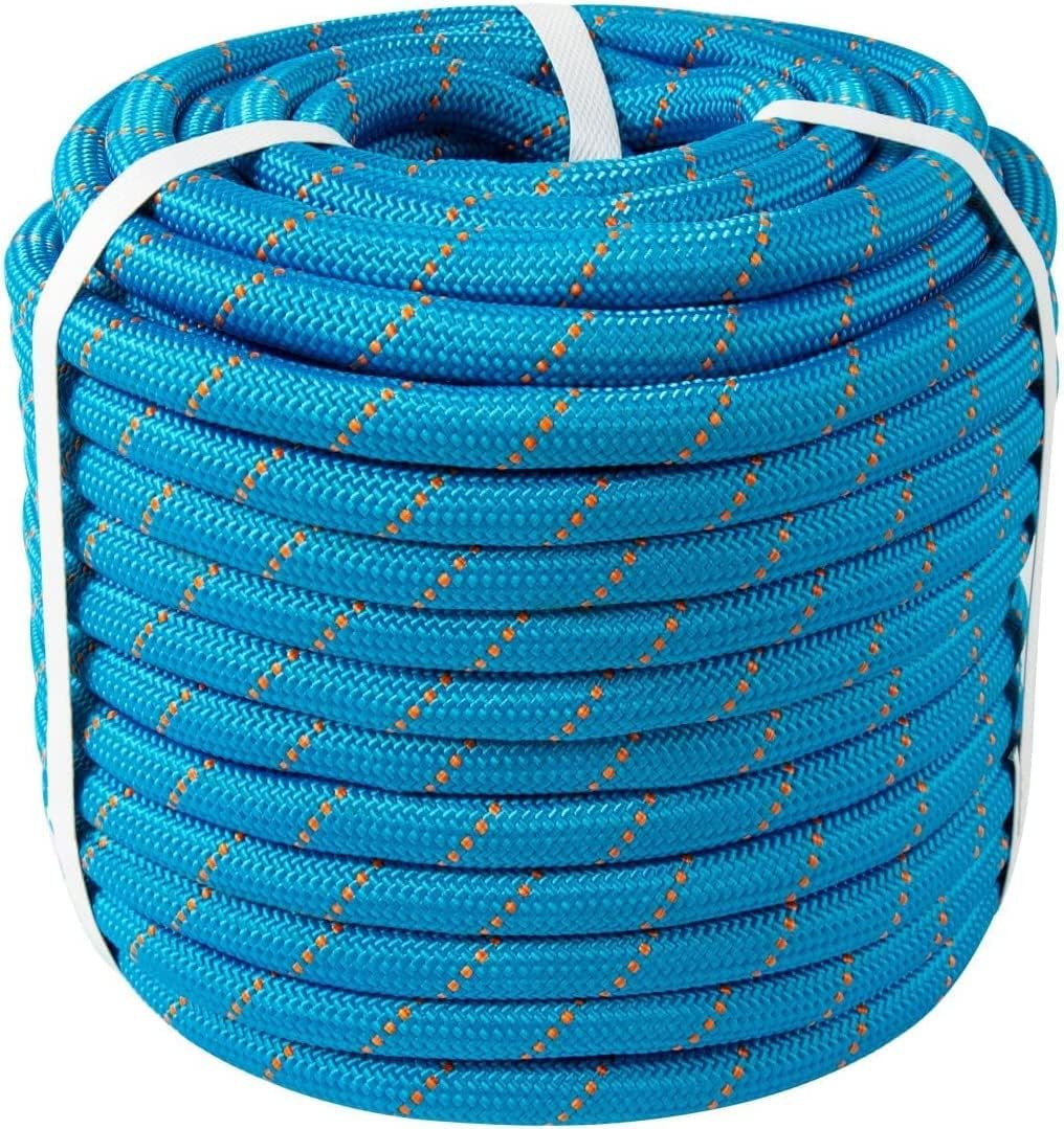 15-226 Double Braided Arborist Rope 0.55in. x 200ft. 8400 Lbs Breaking Strength Static Rope for Tree Work, Sogas para Arboles, Camping, Halyard, Swing, Sailing, Blue