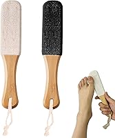 2-Pack Pumice Stone Foot File with Wooden Handle - Professional Callus Remover for Cracked Heels, Dry Feet & Dead Skin