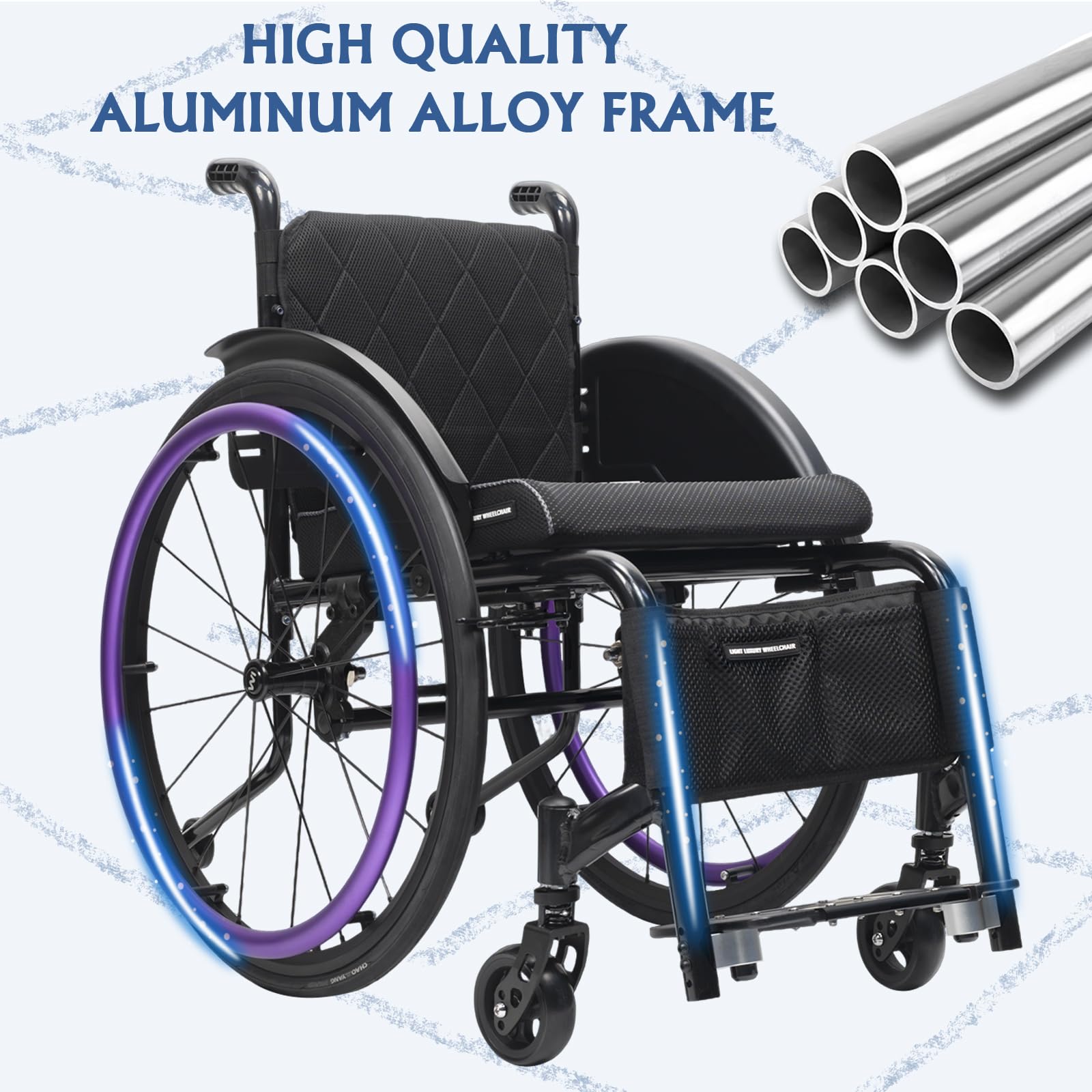Fauteuil Roulant De Sports Légers, Fauteuil Roulant All Terrain, Fauteuil Roulant en Aluminium Détachable, Fauteuil Roulant Autonome Portable, pour Les Jeunes, Adultes(38cm/15in,Black)