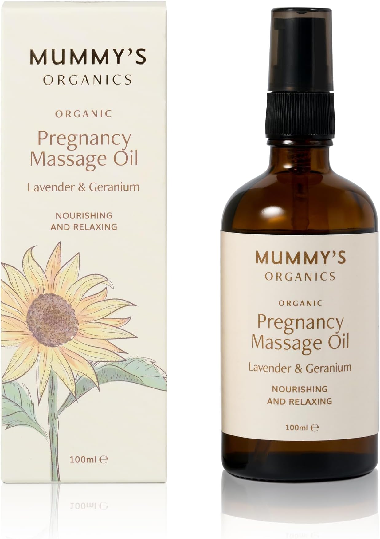 Organic Pregnancy Massage Oil | Sunflower Oil with Lavender & Geranium | Moisturising & Gentle | Calming & Relaxing | Pregnancy Safe | Made in The UK | 100ml | Maternity Kit