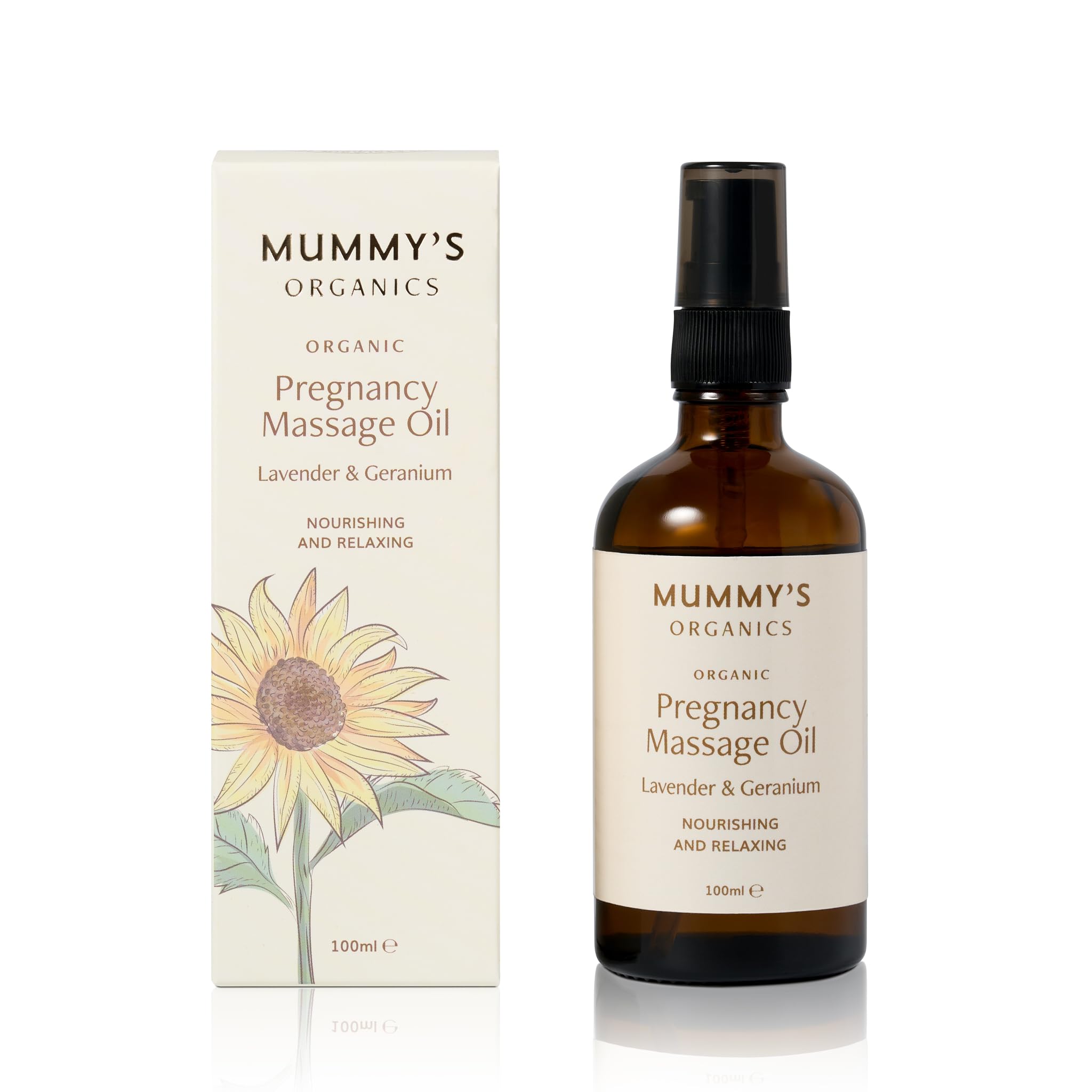 Organic Pregnancy Massage Oil | Sunflower Oil with Lavender & Geranium | Moisturising & Gentle | Calming & Relaxing | Pregnancy Safe | Made in The UK | 100ml | Maternity Kit