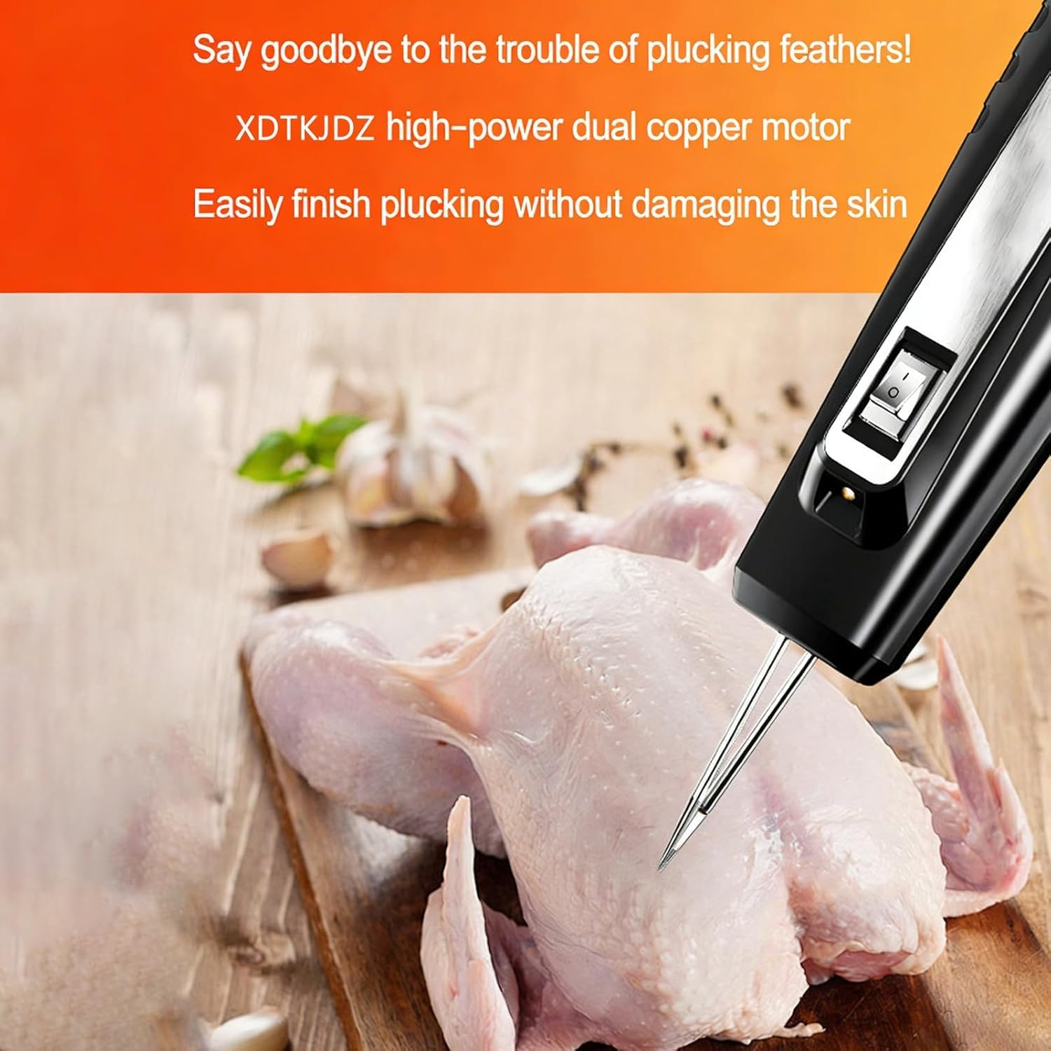 Máquina eléctrica para despelar aves de corral, herramienta de desplumado automático con interruptor impermeable y luz para pollo, ganso, pato, pavo y otras aves de corral