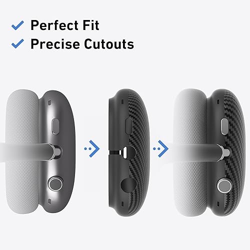 Miniatura 4 de AHBTEYM - Funda para auriculares AirPods Max, cubierta de TPU con textura de fibra de carbono, almohadillas para los oídos, funda para la diadema