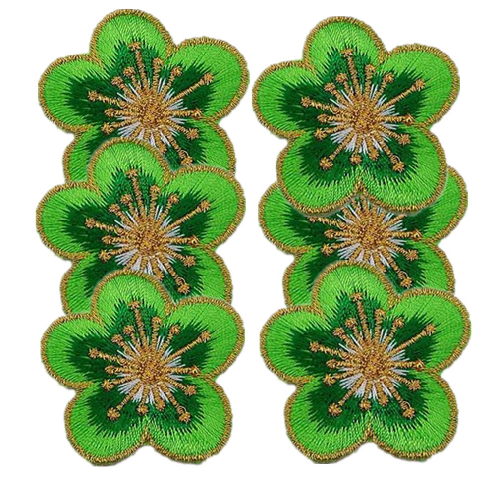 Adornos para Ropa, Parches Bordados de Tela Flores(Green)