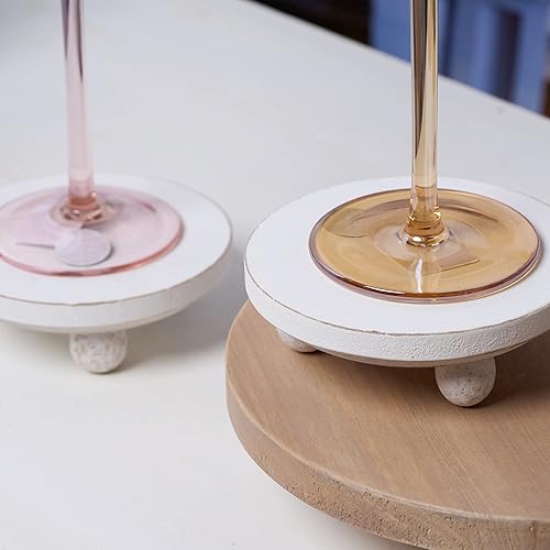 Vista 8 de Defined Deco Mini elevadores para exhibición, elevadores de madera para decoración, pedestales redondos pequeños de 5 pies (juego de 2, blanco)