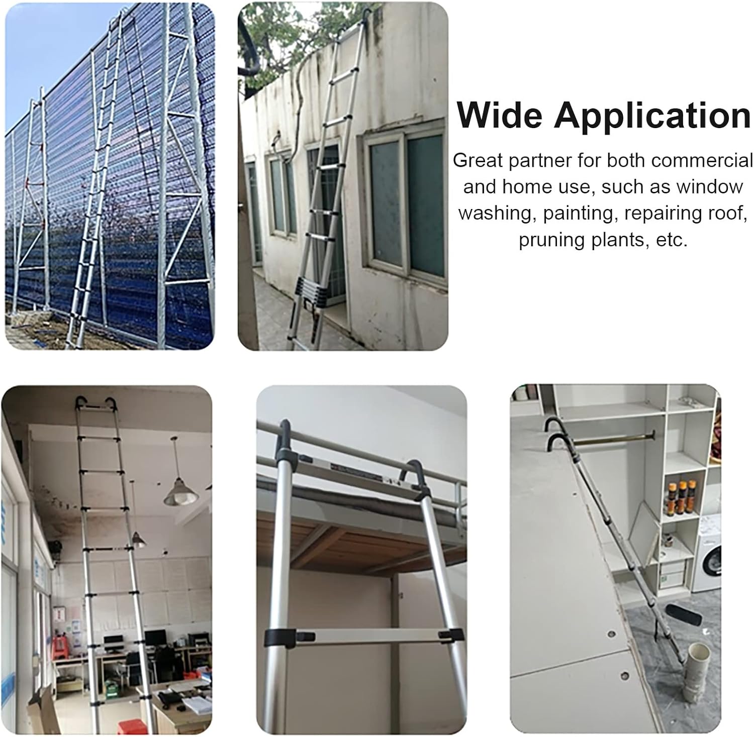 Telescopic Ladder Indoor/Outdoor Telescopic Ladder with Detachable Hooks, Lightweight Extension Telescoping Ladder for RV/Stairs/Loft, Aluminum Climbing Ladder (Size : 2.10FT/7.5ft)