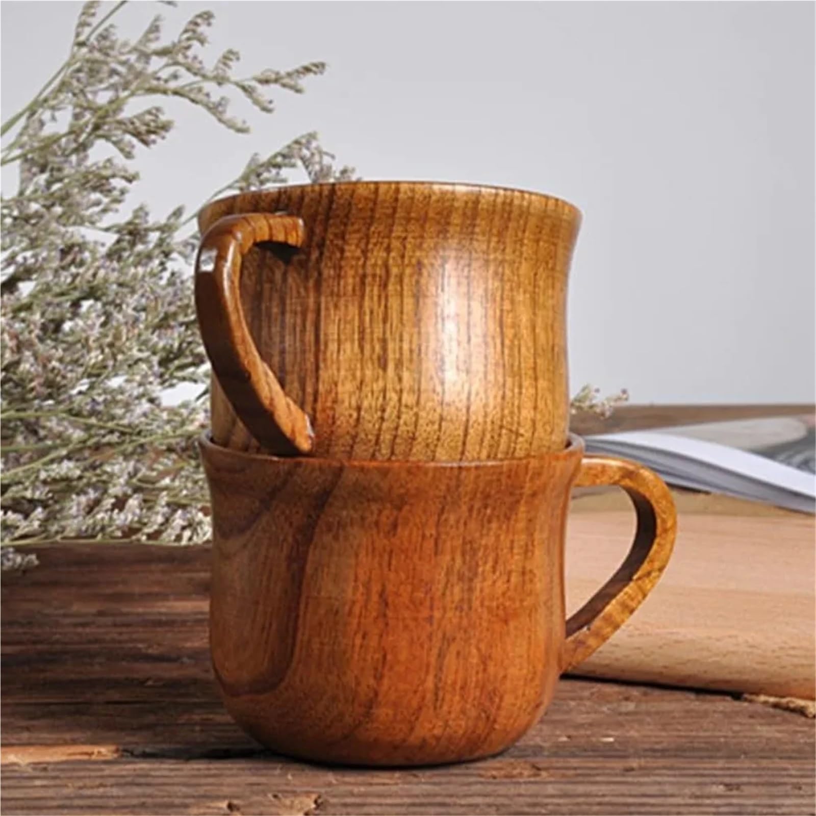 Kaffeebecher aus Holz 1/4 Packung 200 ml Holztasse, natürliches Massivholz, Trinkgeschirr, Teetasse, geeignet for Trinken von Tee, Milch, Kaffee und anderen Getränken(4pcs)