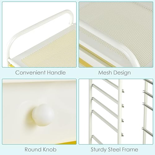 Miniatura 5 de RELAX4LIFE Cajones de almacenamiento, organizador de aula, 6 cajones de plástico, carrito rodante sobre ruedas, carrito utilitario semitransparente