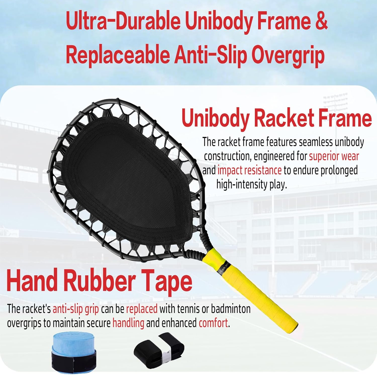 Fungo Racket Baseball for Fly Balls: XXSJ Softball Training Equipment for Coaches and Parents - Practice Hitting Grounders Line Drives Pop Flies (Yellow)