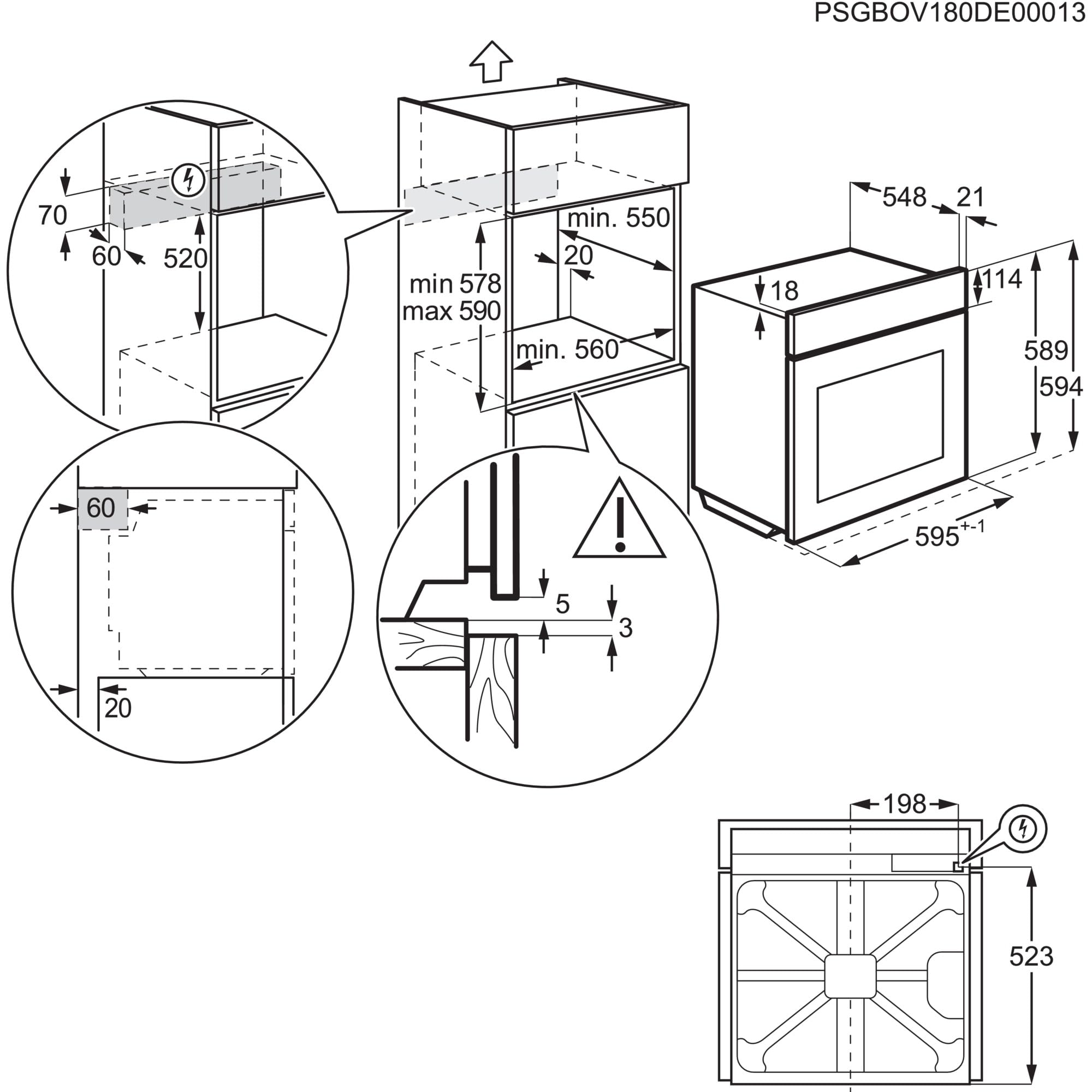 AEG Einbaubackofen Serie 5 Ringheißluft Pyrolyse Selbstreinigung 45 Automatikprogramme LED-Touchdisplay Edelstahl OU5PB40ZSM