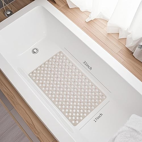 Miniatura 7 de Tapete antideslizante para bañera y ducha de 31 x 17 pulgadas, tapete de baño con orificios de drenaje de secado rápido y ventosas, tapete de baño
