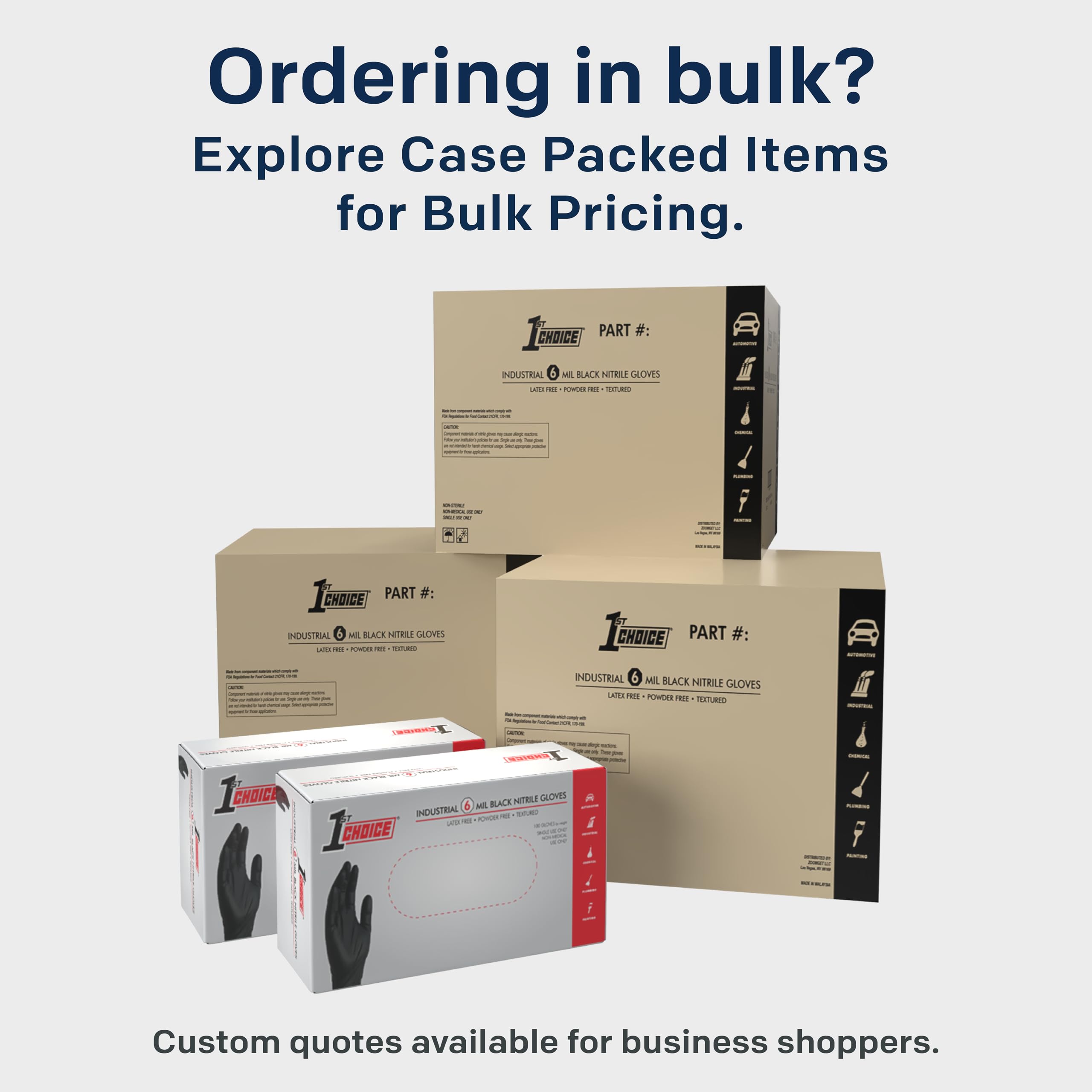 1st Choice Nitrile Gloves, Black Gloves Disposable Latex Free, Textured Industrial Black Gloves for Cooking and more, 6 mil