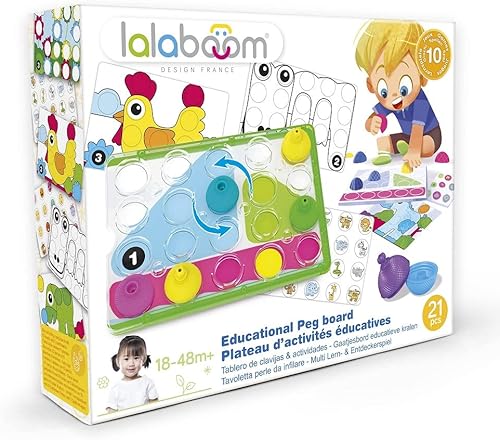 Lalaboom Tablero de 16 piezas de actividades - Juguete educativo Montessori de construcción STEM de forma y color de 18 meses a 4 años - BL710,
