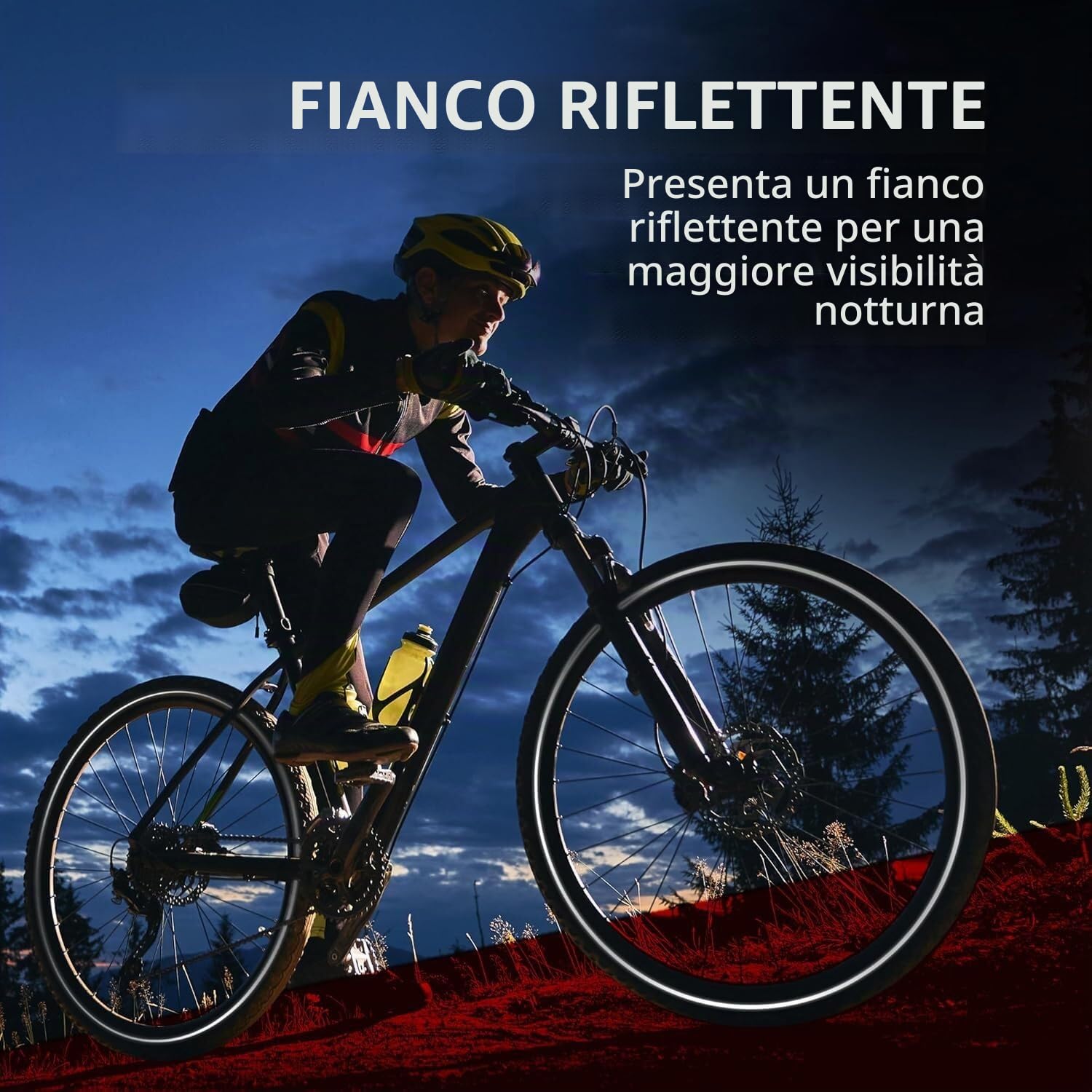 Fincci Copertoni Bici Antiforatura 26 x 1.95 Pieghevole Banda Riflettente | Copertoni 26 x 1.95 con Carcassa 60TPI e Banda Riflettente e Camere d’Aria Schrader - Set da 2