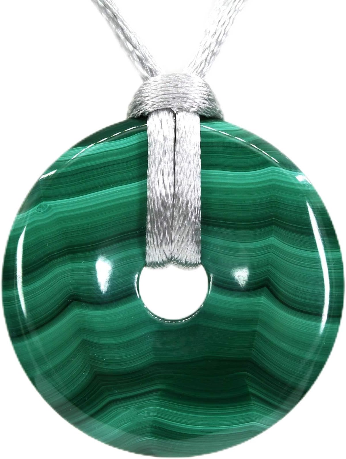 CHENYUE Natural Gemstones Peace Donut 30M Beads Adjustable Braided Macrame Tassels Pendant Unisex