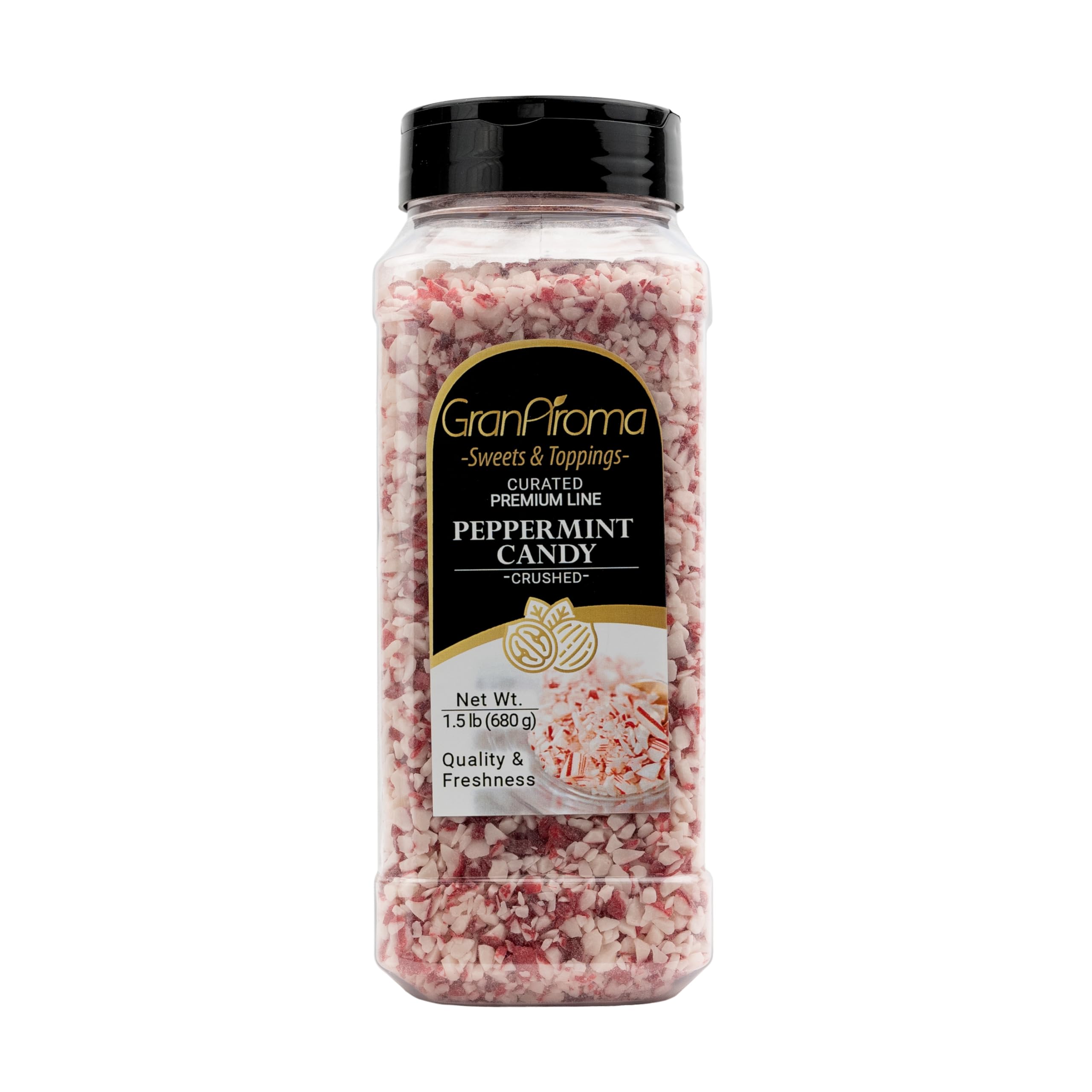 GranAroma Crushed Peppermint Candy, Minty & Refreshing, Hot Cocoa, Desserts & Holiday Treats (1.5 Pound)