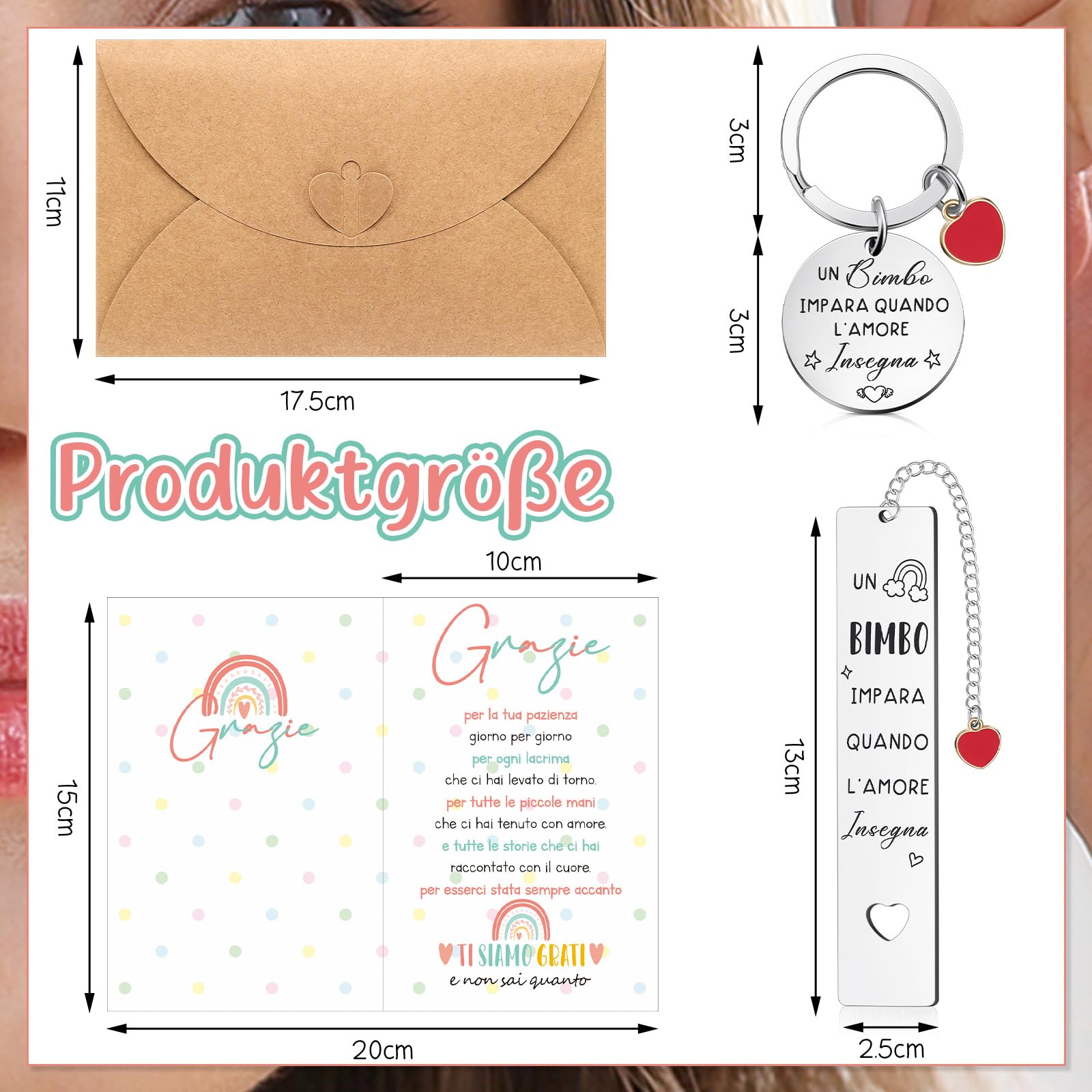 Xuniea Regalo Maestre Pochette Multiuso Fine Anno Idee Regalo Insegnanti per Insegnante Grazie Maestra Portachiavi Segnalibri Borsa per Cosmetici per la Festa dell'Insegnante