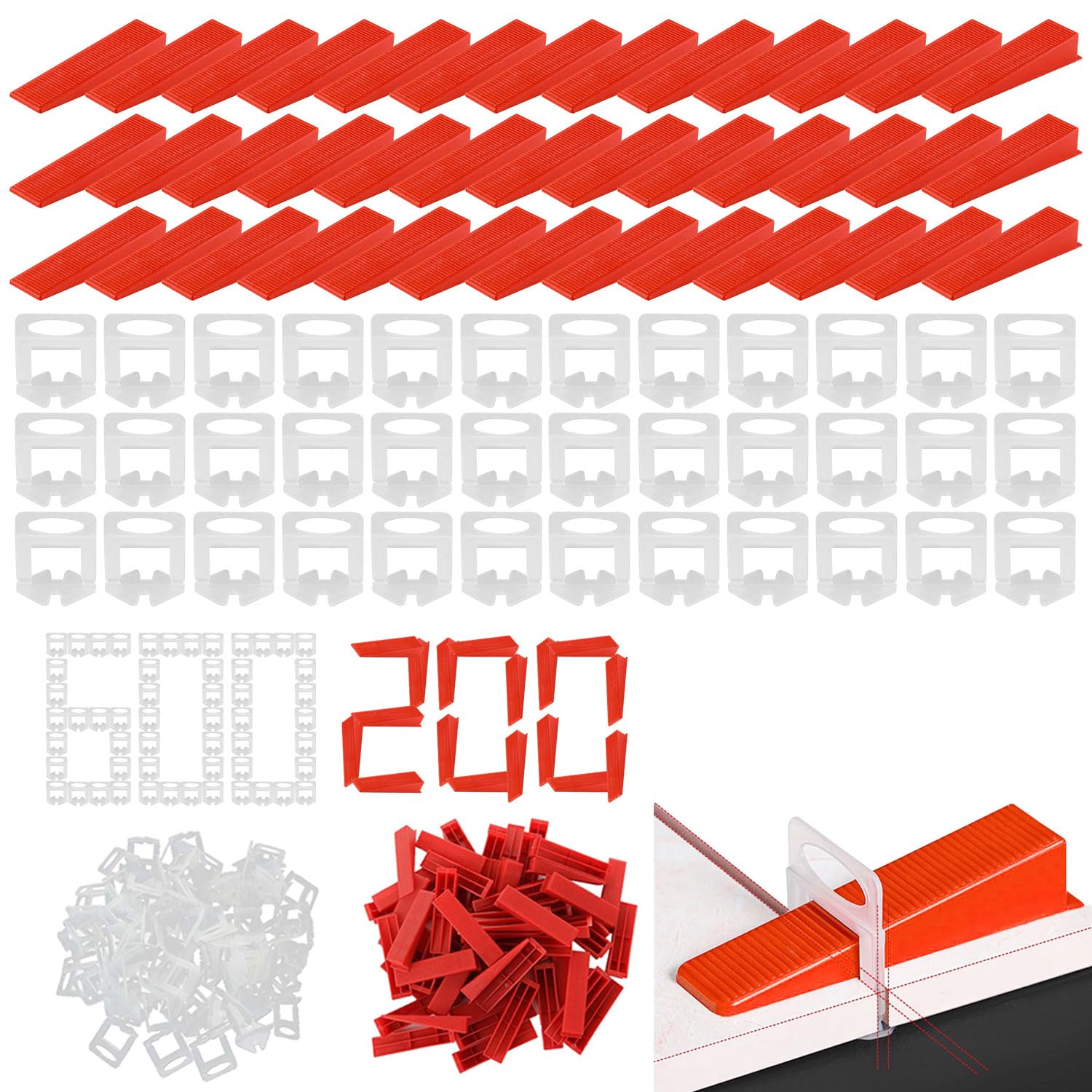 800 Pièces 600 Croisillon Carrelage Autonivelant 2mm 200 Cale Carrelage | Calle Carrelage Croisillon Autonivelant Croisillon Autonivelant Calle de Nivellement pour Carrelage