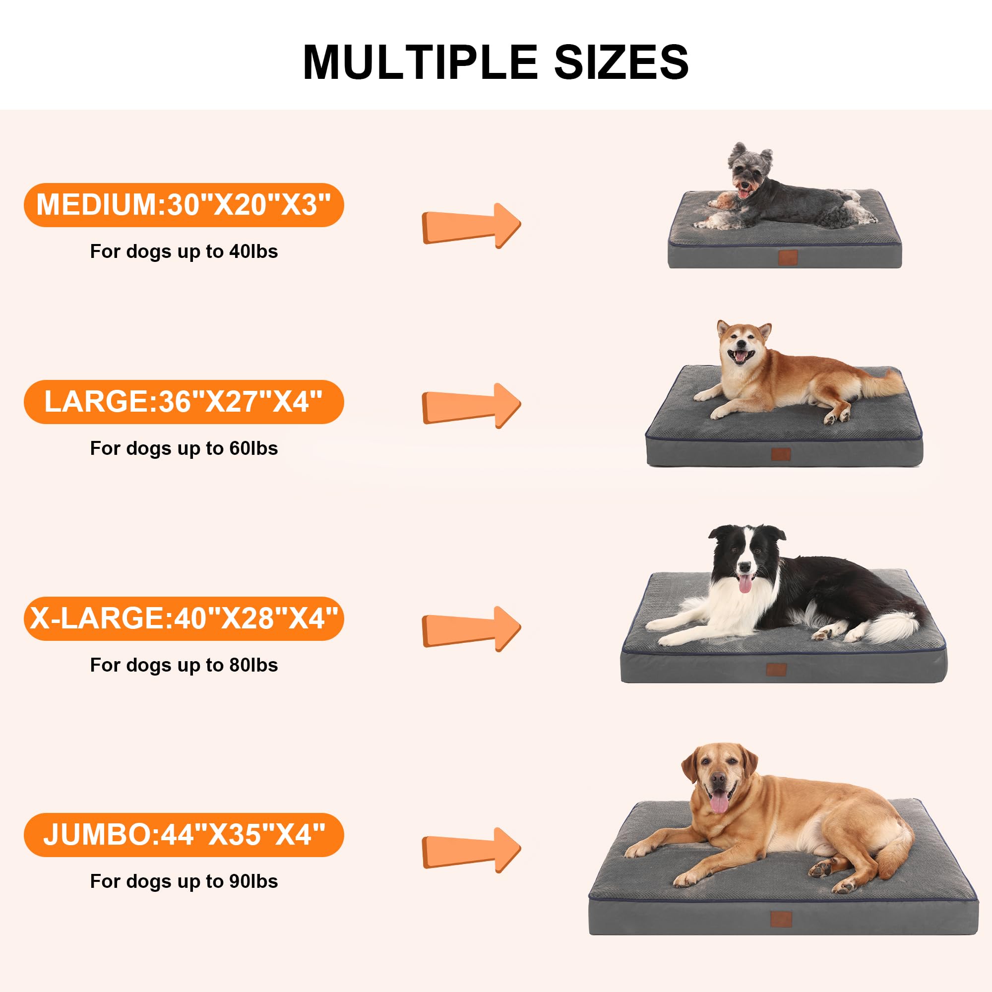Bedfolks 4" Thick Orthopedic Dog Bed for Extra Large Dogs, Egg Crate