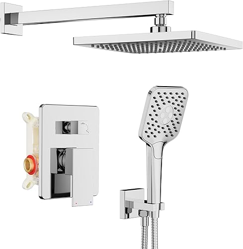 Miniatura 60 de Gabrylly Sistema de ducha dorado, juego de grifo de ducha montado en la pared para baño con cabezal de ducha de lluvia de alta presión de 10 Oro