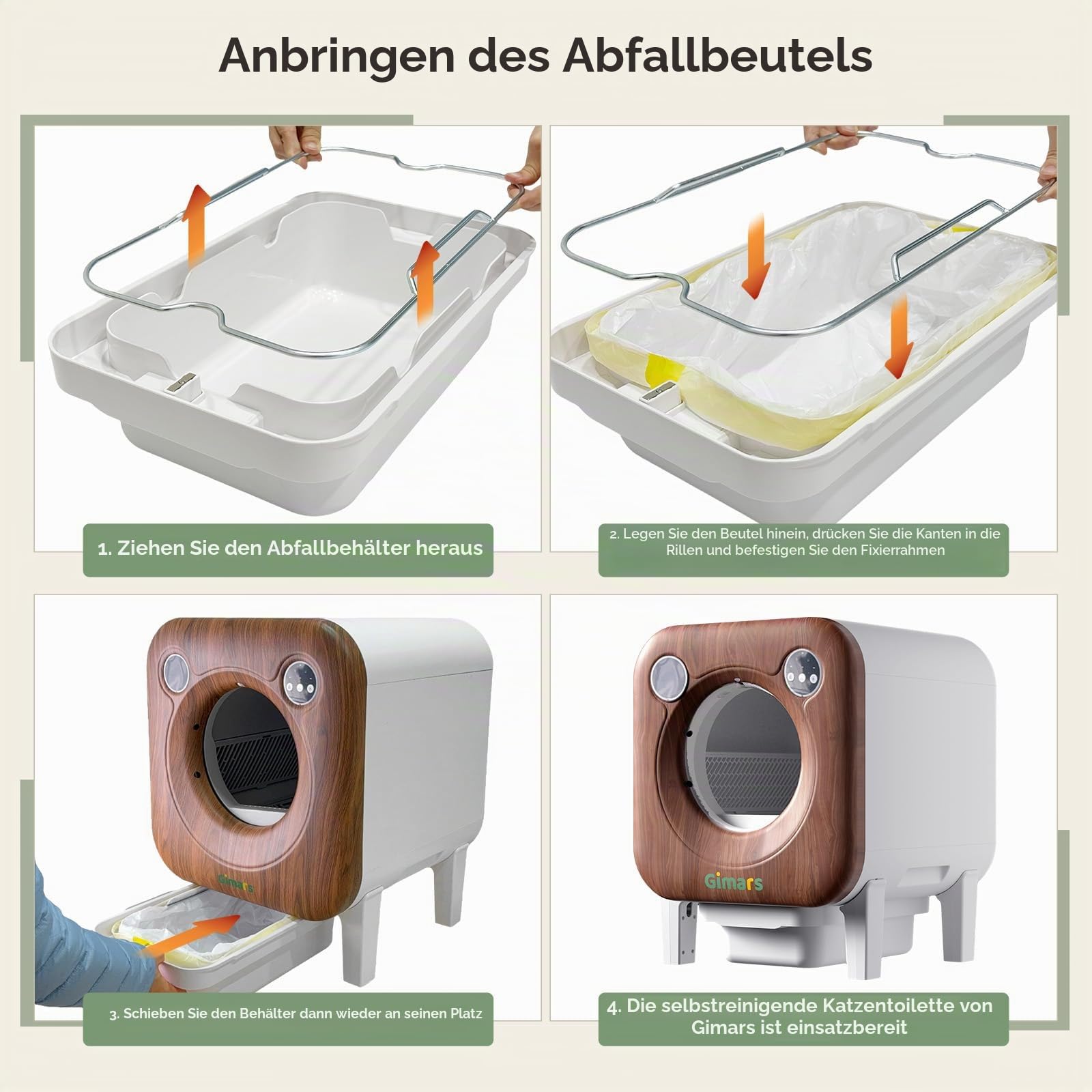 Gimars XXL 90L Selbstreinigende Katzentoilette mit App-Steuerung, Automatisches Katzenklo mit Matte, Müllbeuteln & Trittbrett, Dreifach-Sensor und Geruchskontrolle für Kätzchen, Alte & Mehrere Katzen