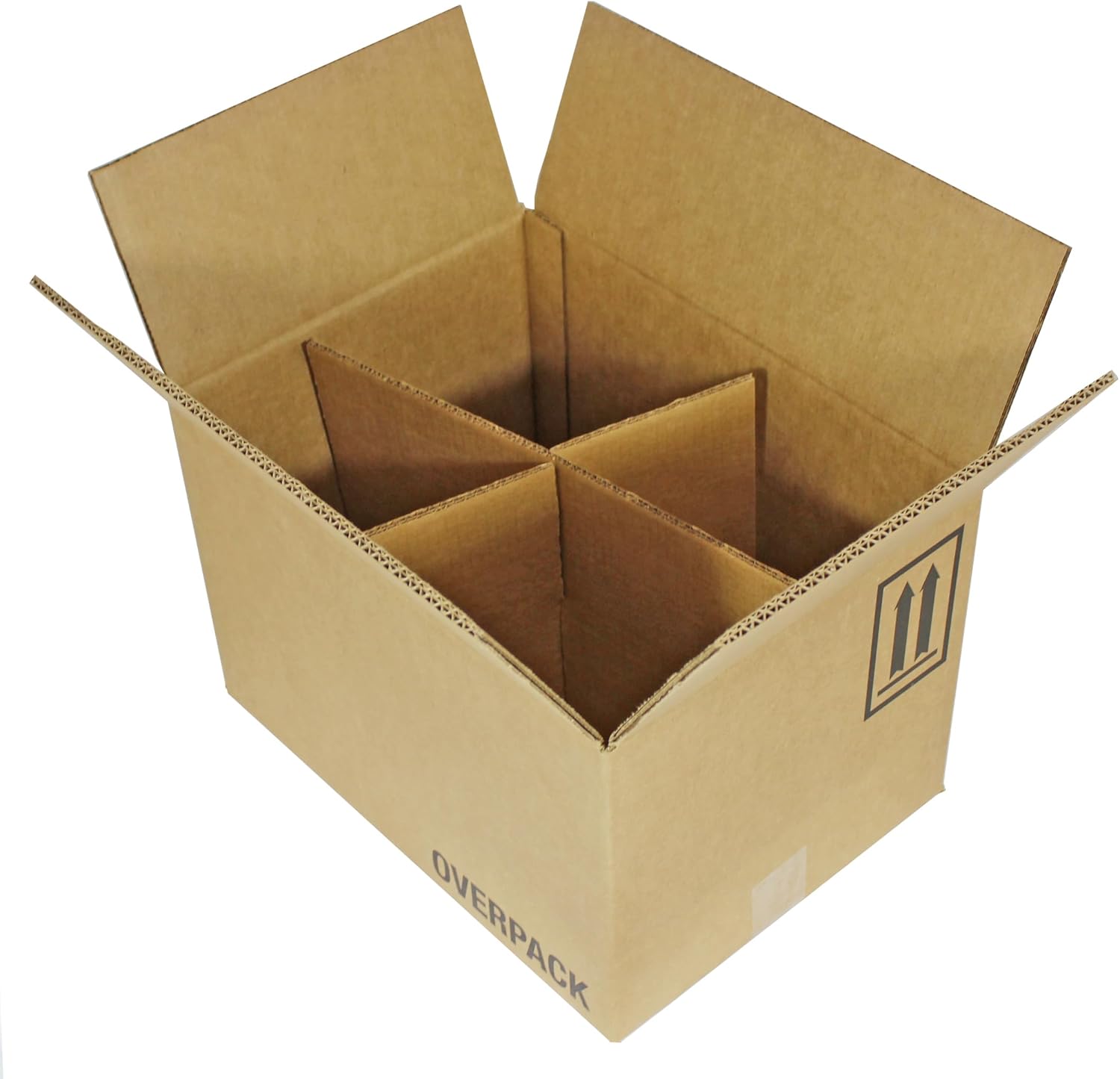 Air Sea Containers 4 x 5 Liter (1.32 Gallon) Jerrican Overpack Box (Box & Partitions Only) - Perfect Low Cost Solution for Shipping 5 Liter Jerricans (Inner Dimensions: 16" x 11-5/8" x 10") Pack of 7