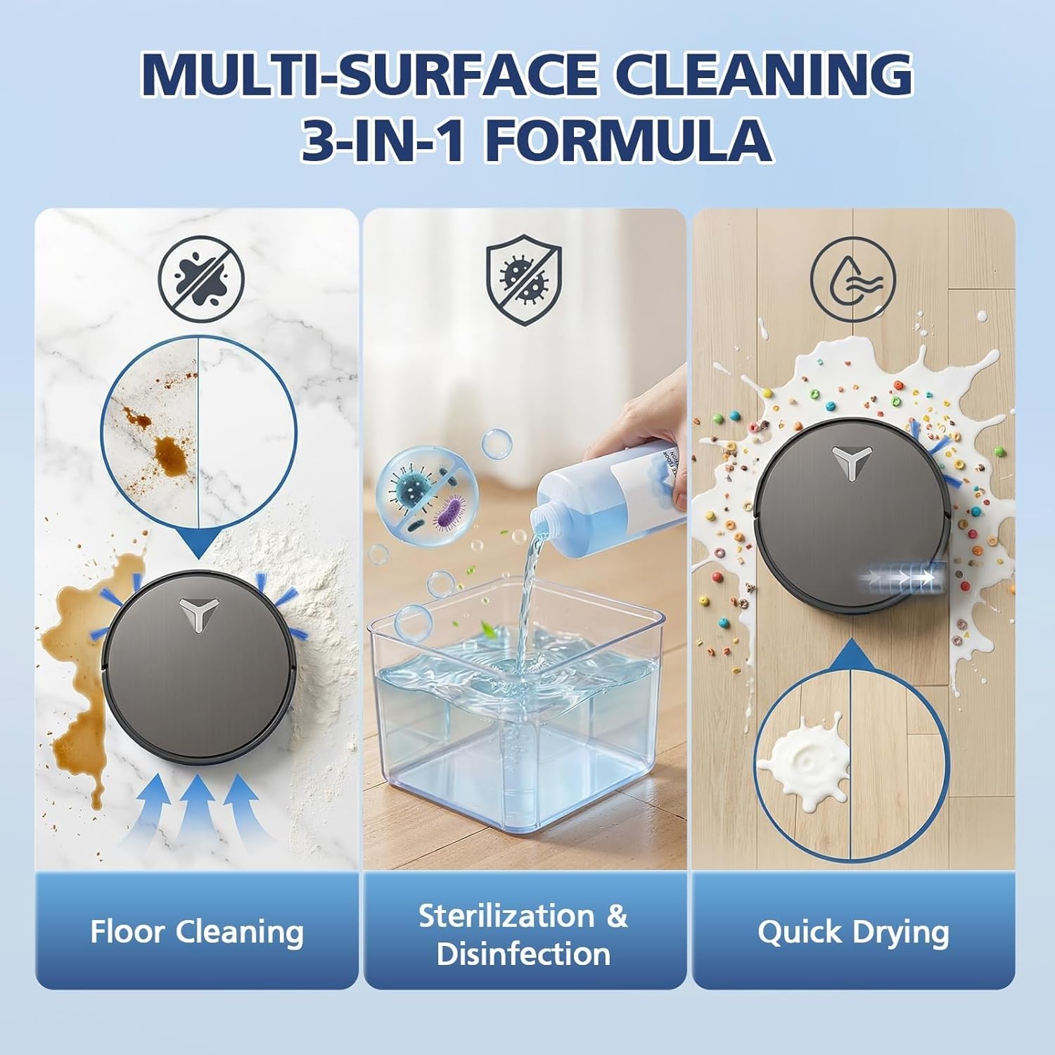 Detergente Per Robot Lavapavimenti Compatibile Con ECOVACS DEEBOT X11 Omni/X9 Pro/T80/T50/N30/N20, Multisuperficie Senza Striature, Formula Concentrata Ad Asciugatura Rapida, 1L X 2