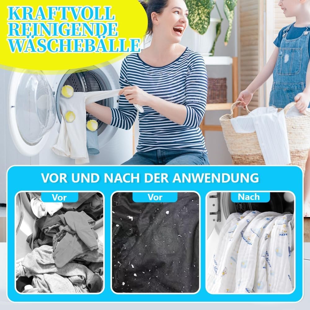 12 Stücke Tierhaarentferner Waschmaschine,Wiederverwendbarer Fusselbälle Waschmaschine,Zur Entfernung von Tierhaaren & Katzenhaaren (Gelb) - 2