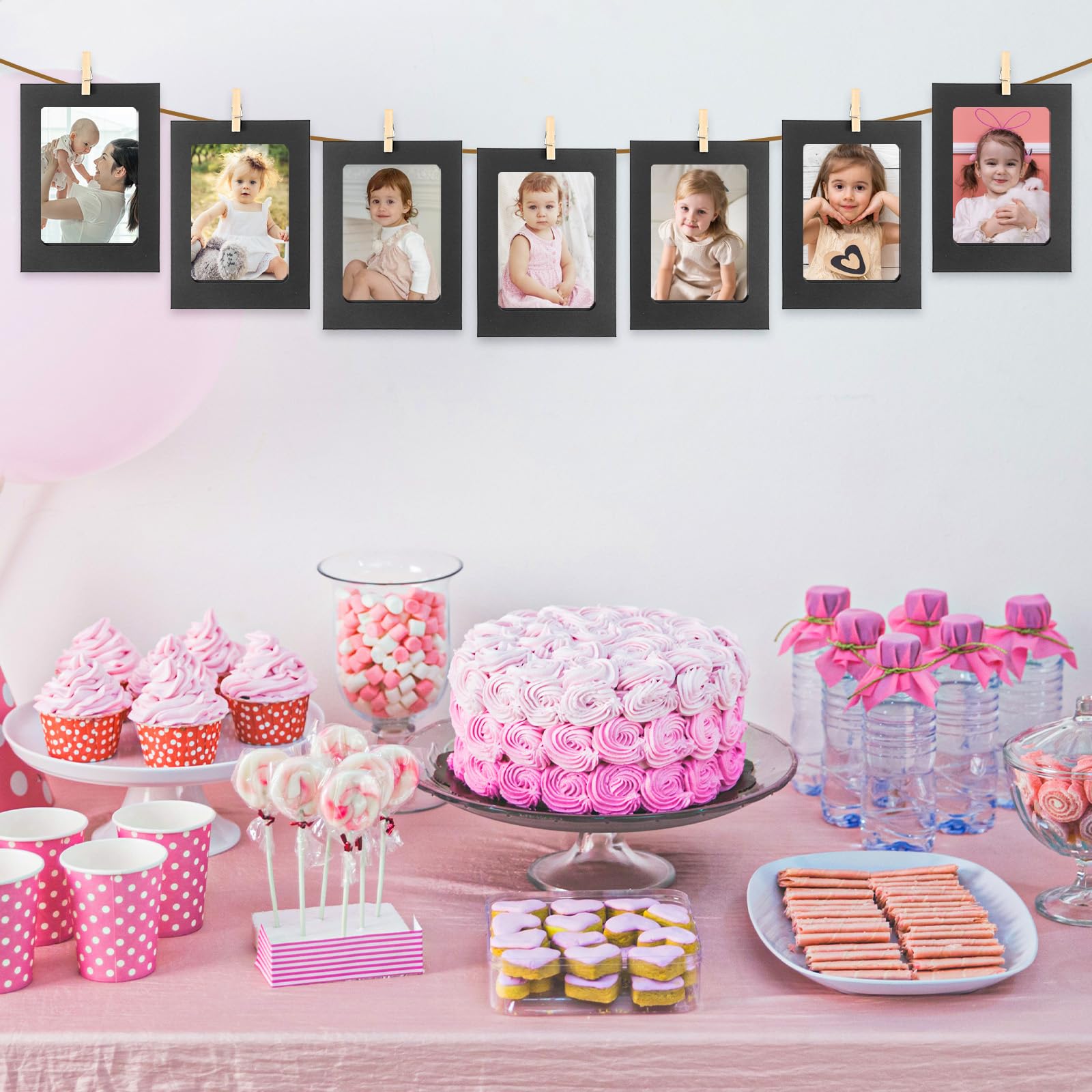 Lot De 30 Cadres Photo En Carton - 10 X 15 C - Blanc - Avec 30 Pinces En Bois Et 3 Cordes De