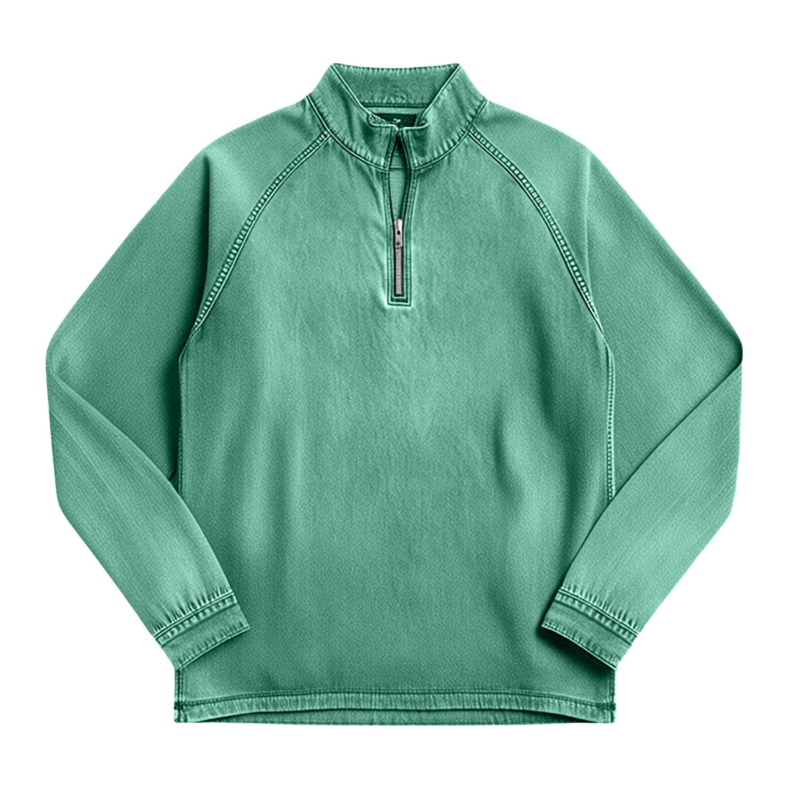 Sudadera de verano para hombre con cremallera de manga larga sudadera sin capucha para hombre de verano color liso ajuste normal solapa cremallera cómoda sudaderas deportivas frescas top