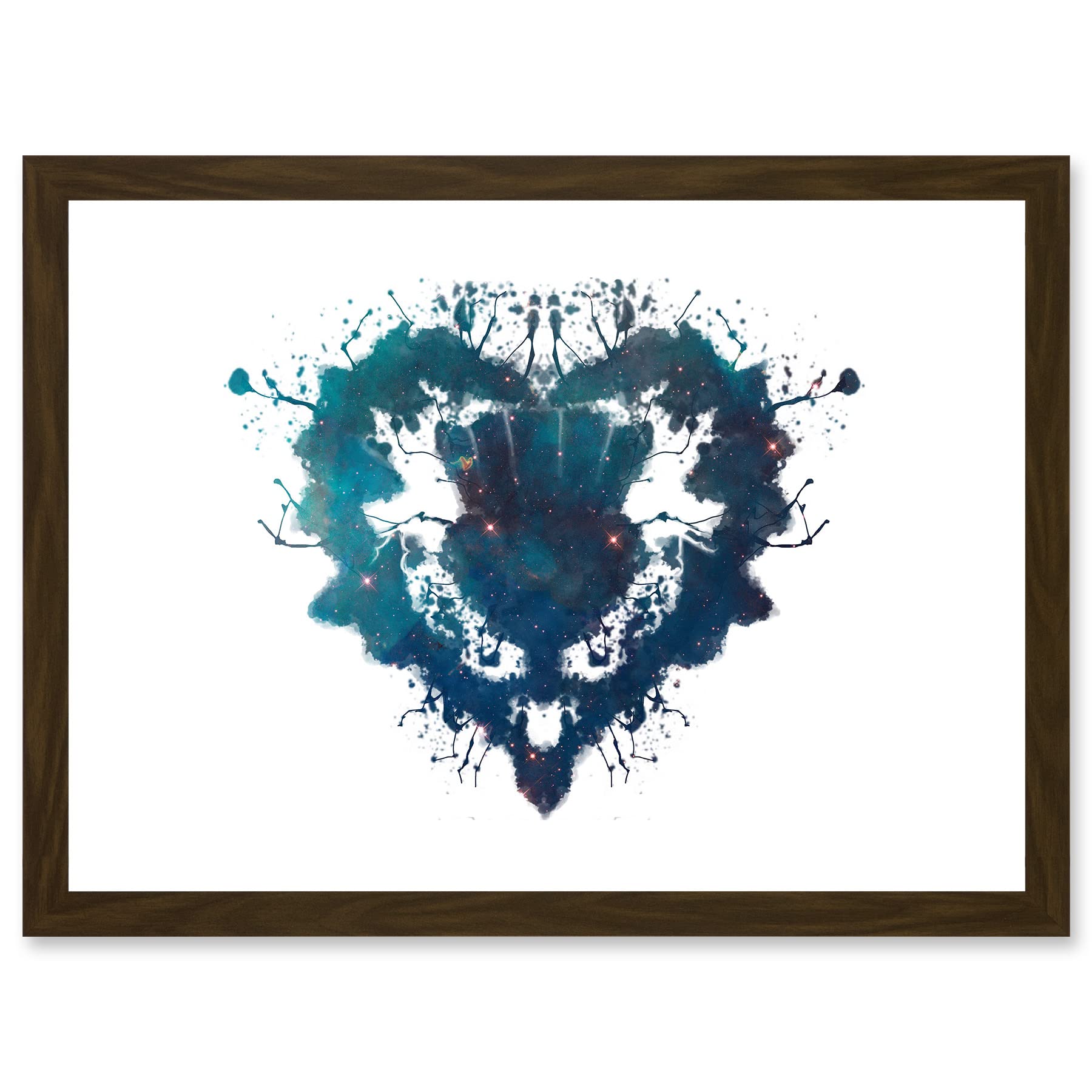 Wee Blue Coo Ink Splat Thistle Heart Scotland A4 Artwork Framed Wall Art Print