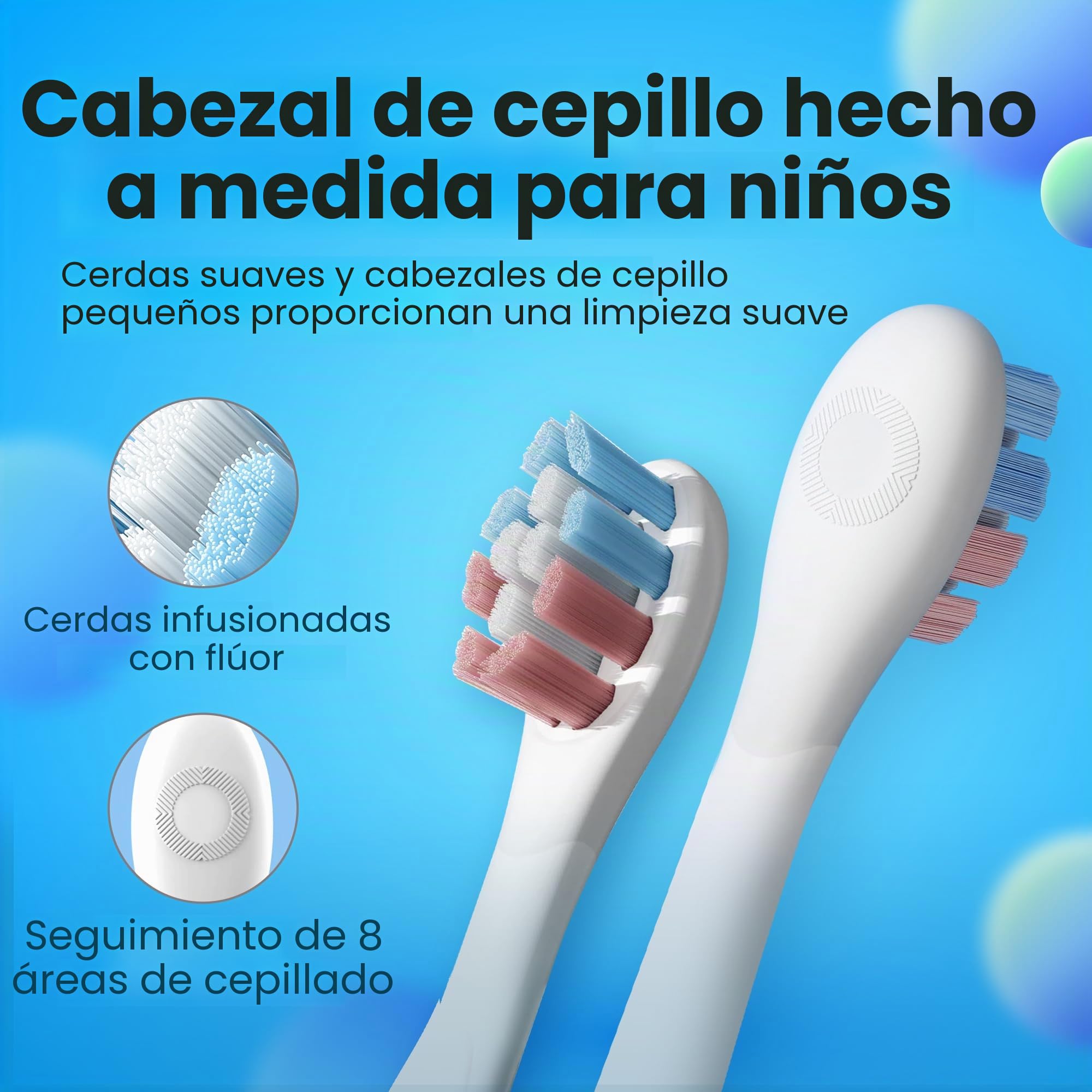 Oclean Cepillo de dientes eléctrico sónico para niños, cerdas suaves aptas para niños, cepillado ultra silencioso, temporizador integrado de 2 minutos, impermeable IPX7, para mayores de 5 años (azul)