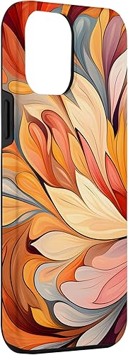 Miniatura 3 de iPhone 12 Pro Max Remolinos florales abstractos  Funda de colores cálidos de otoño