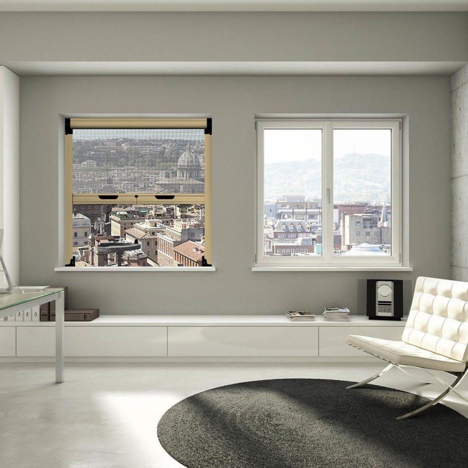 La zappa Vertikales Insektenschutzrollo für Tür / Fenster aus Aluminium (Braun, 140 x H 250 cm)
