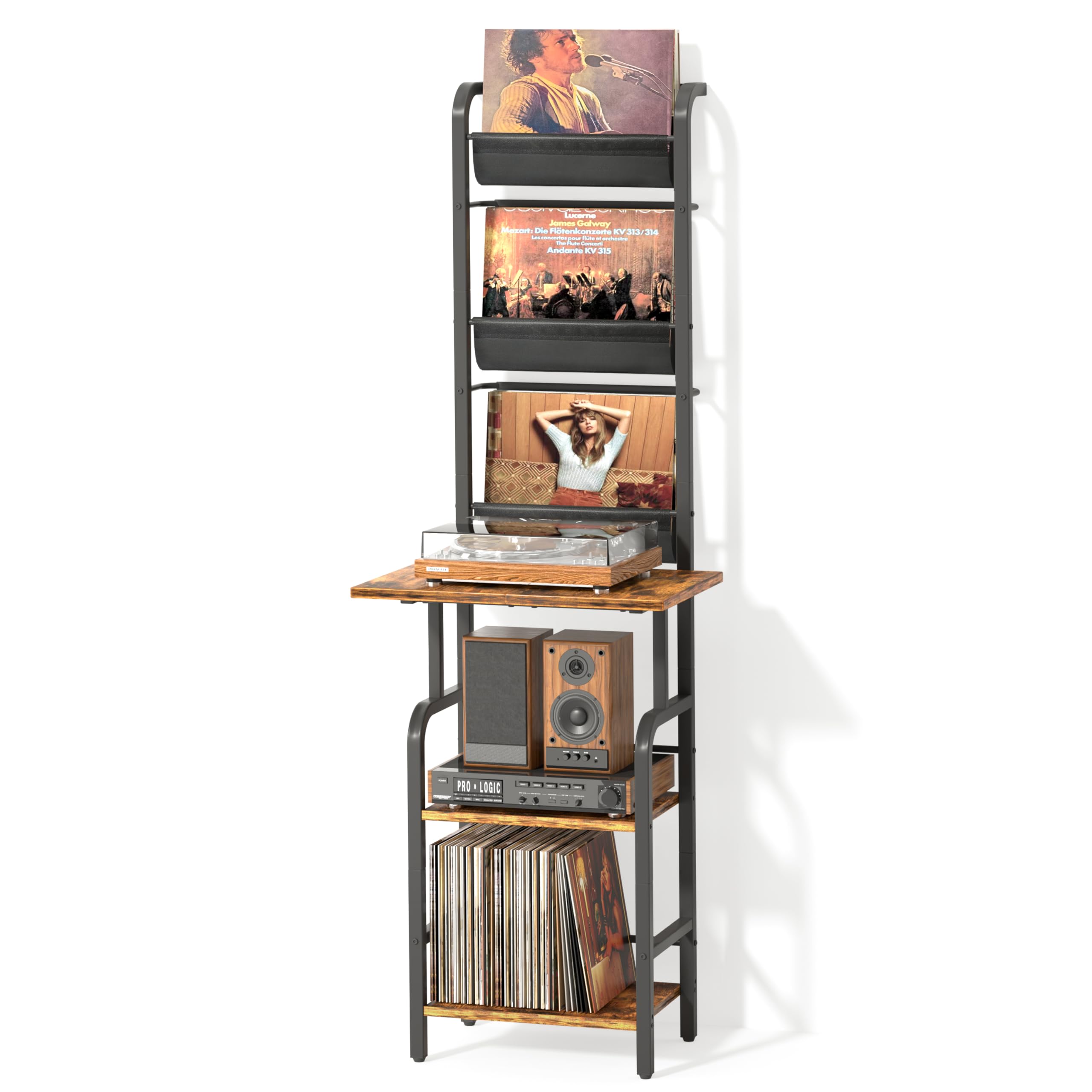 Amazon.com: Tewinko Record Player Stand with Vinyl Storage, Record