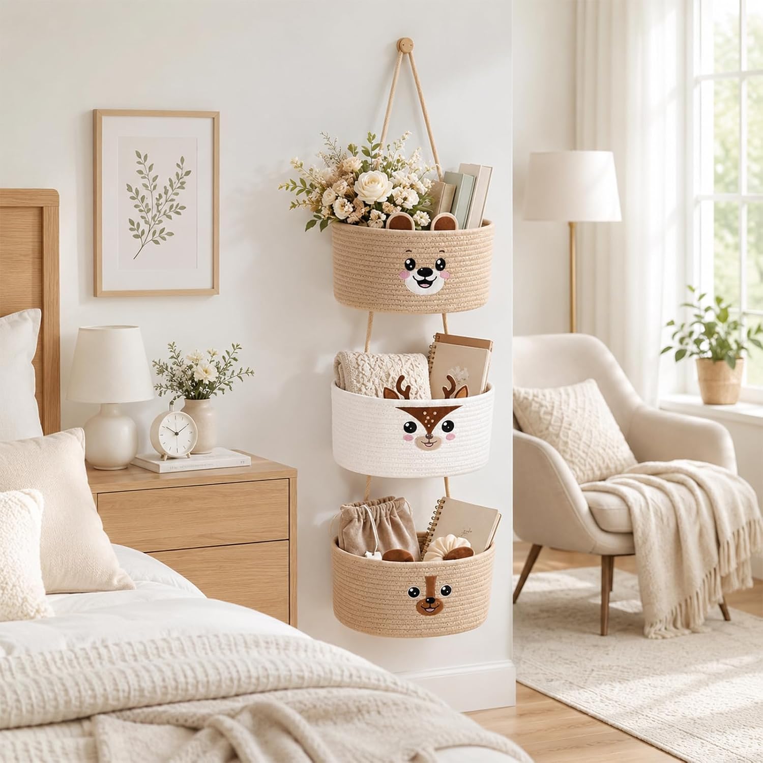 Novabright 3 Tier over The Door Hanging Basket Organizer with Hooks image 4