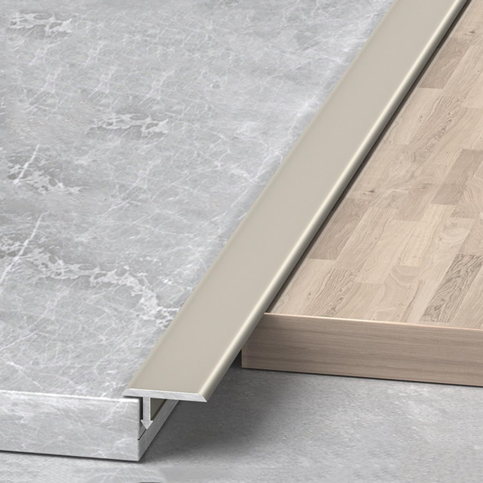 Striscia Di Giunzione Per Pavimenti, Profilo A T In Alluminio, Soglia Di Dislivello Pavimento Per Unire Le Fessure Del Pavimento(Champagne color,24.0mm)