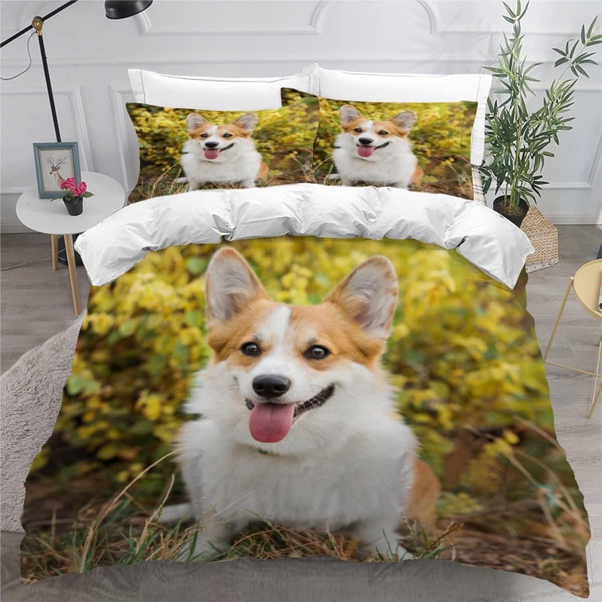 Parure de lit Corgi 220x240 le cadeau idéal et mignon pour les passionnés de chiens de compagnie