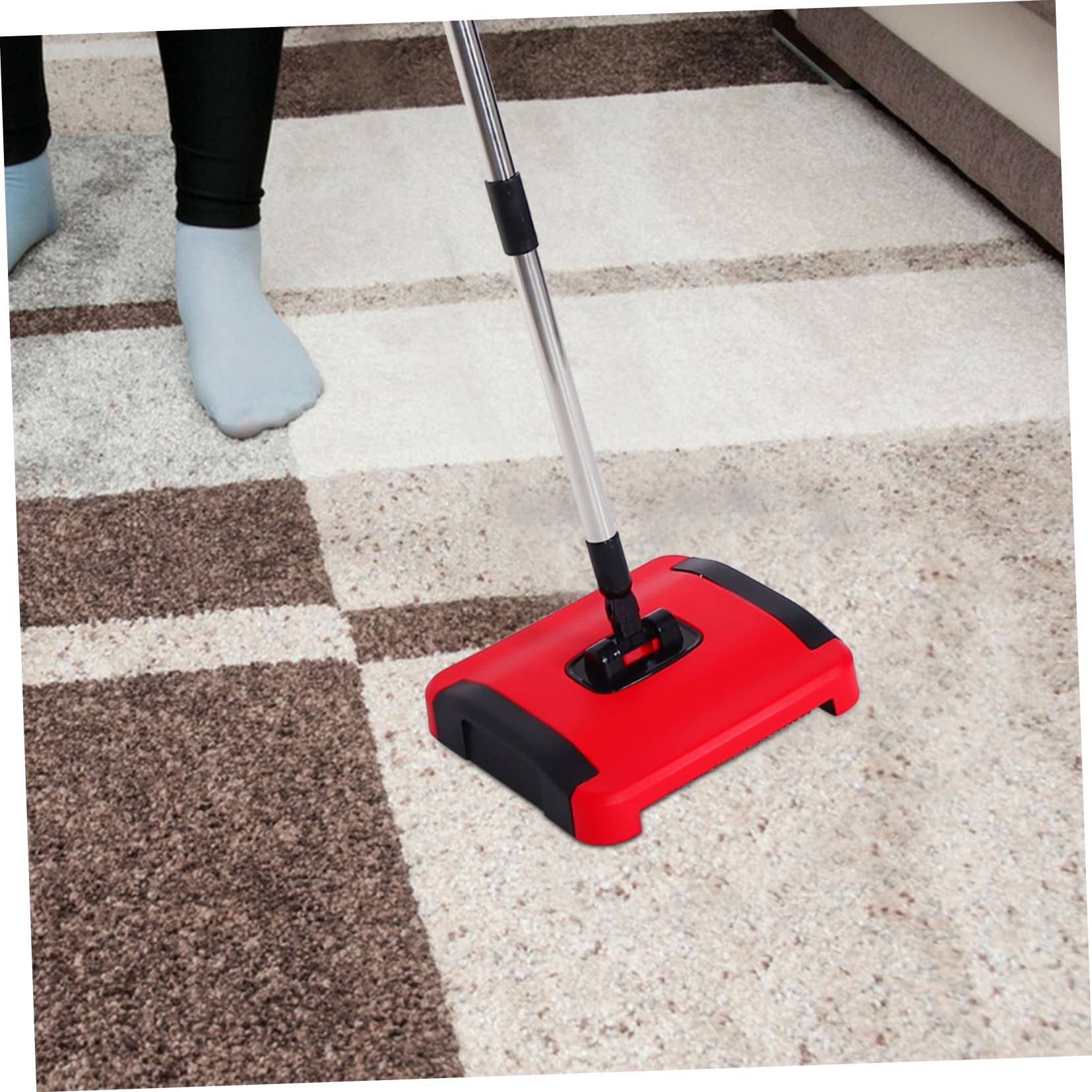Balayeuse de Sol Manuelle 1 Set, Brosse Rotative, Réglable | Tapis et Sols à Maison, Pp et Acier Inoxydable, Nettoyage, Format Portable
